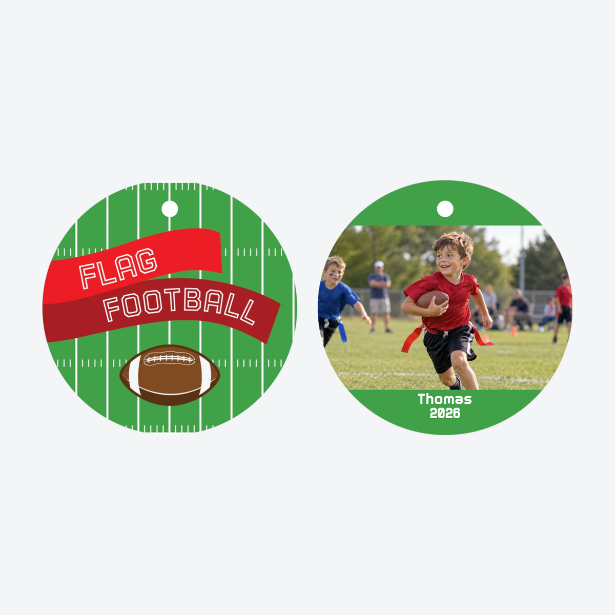 Personalized Flag Football Photo Christmas Ornament