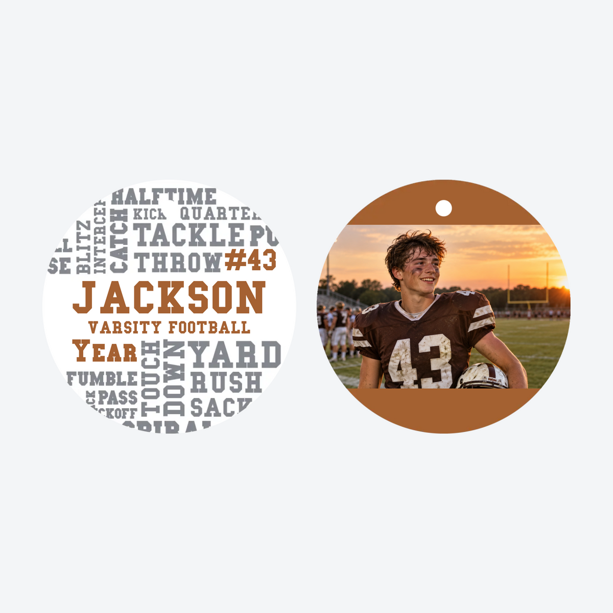 Personalized Football Word Cloud Photo Christmas Ornament