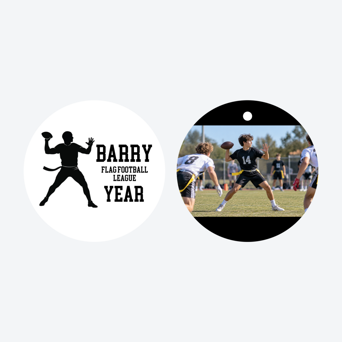 Personalized Flag Football Photo Christmas Ornament