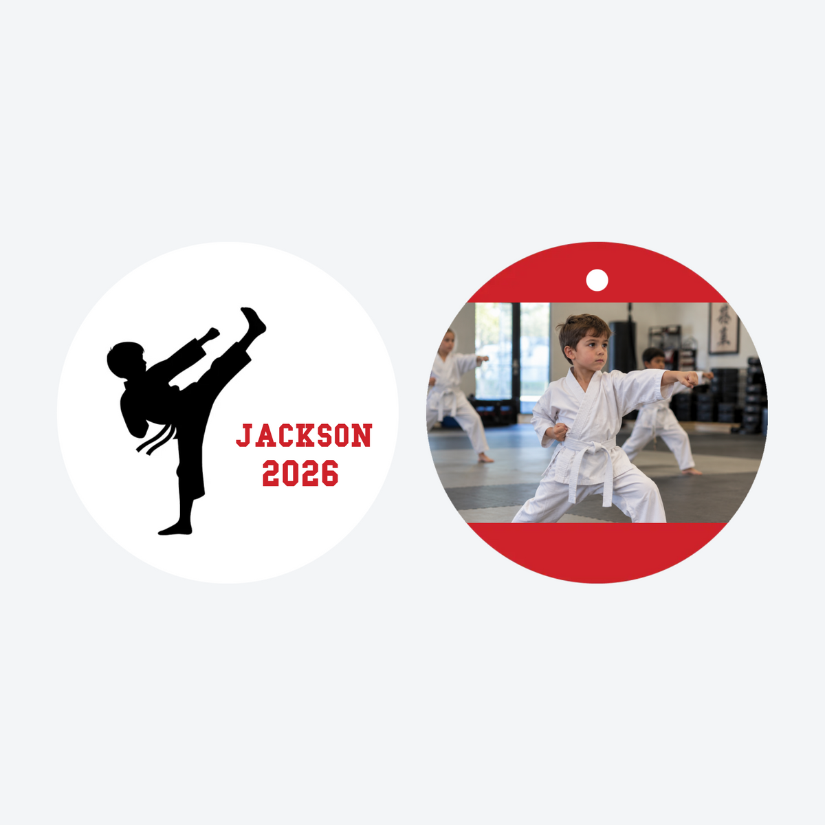 Personalized Karate Boy Photo Christmas ornament