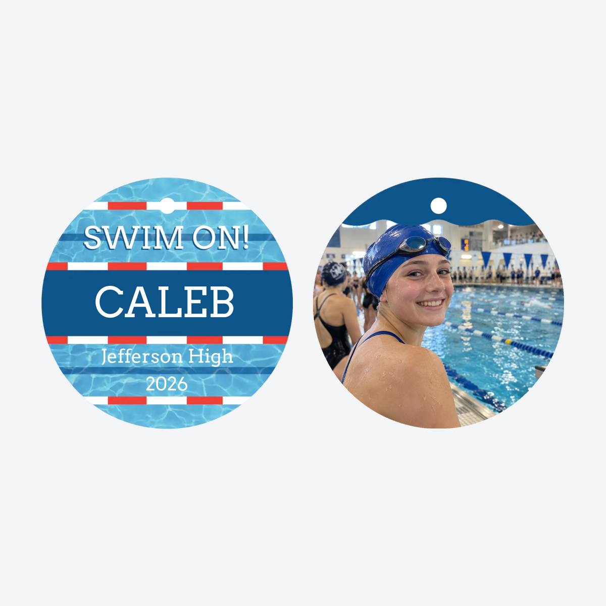 Personalized Swim Team Pool Photo Christmas Ornament