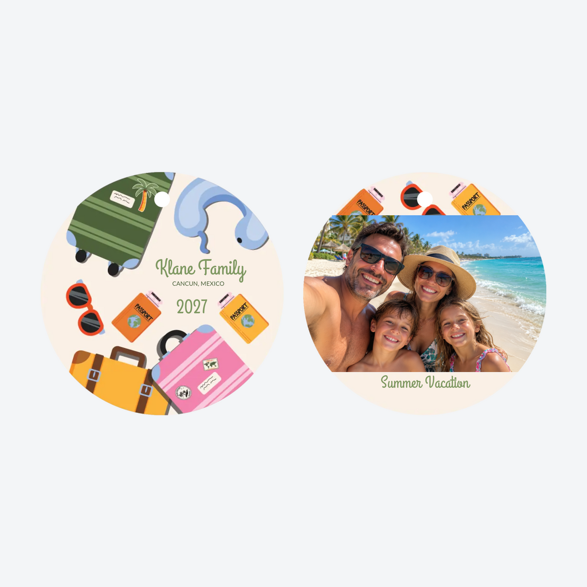 Personalized Beach Vacation Travel Photo Christmas Ornament