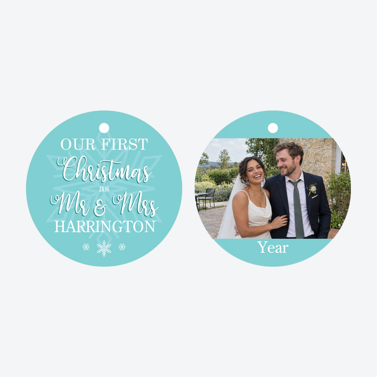 Personalized First Christmas as Mr. & Mrs. Photo Christmas Ornament