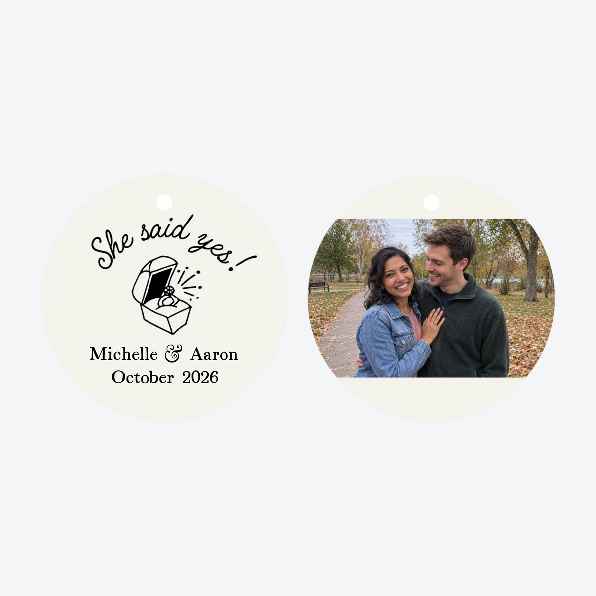 Personalized She Said Yes Photo Christmas Ornament