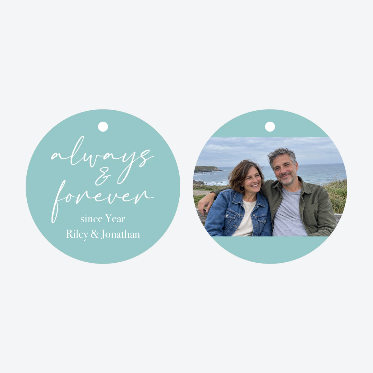 Personalized Always & Forever Anniversary Photo Christmas Ornament