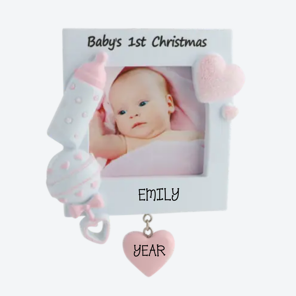 Pink Baby Frame Christmas Ornament