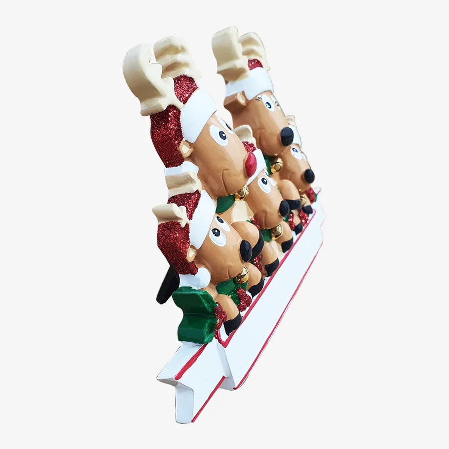 Personalized Table Topper - New Reindeer Family Of 5