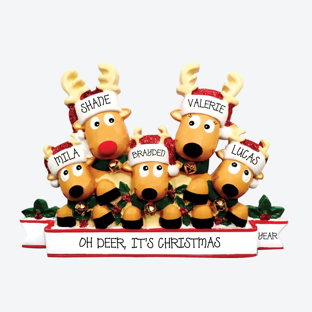Personalized Table Topper - New Reindeer Family Of 5
