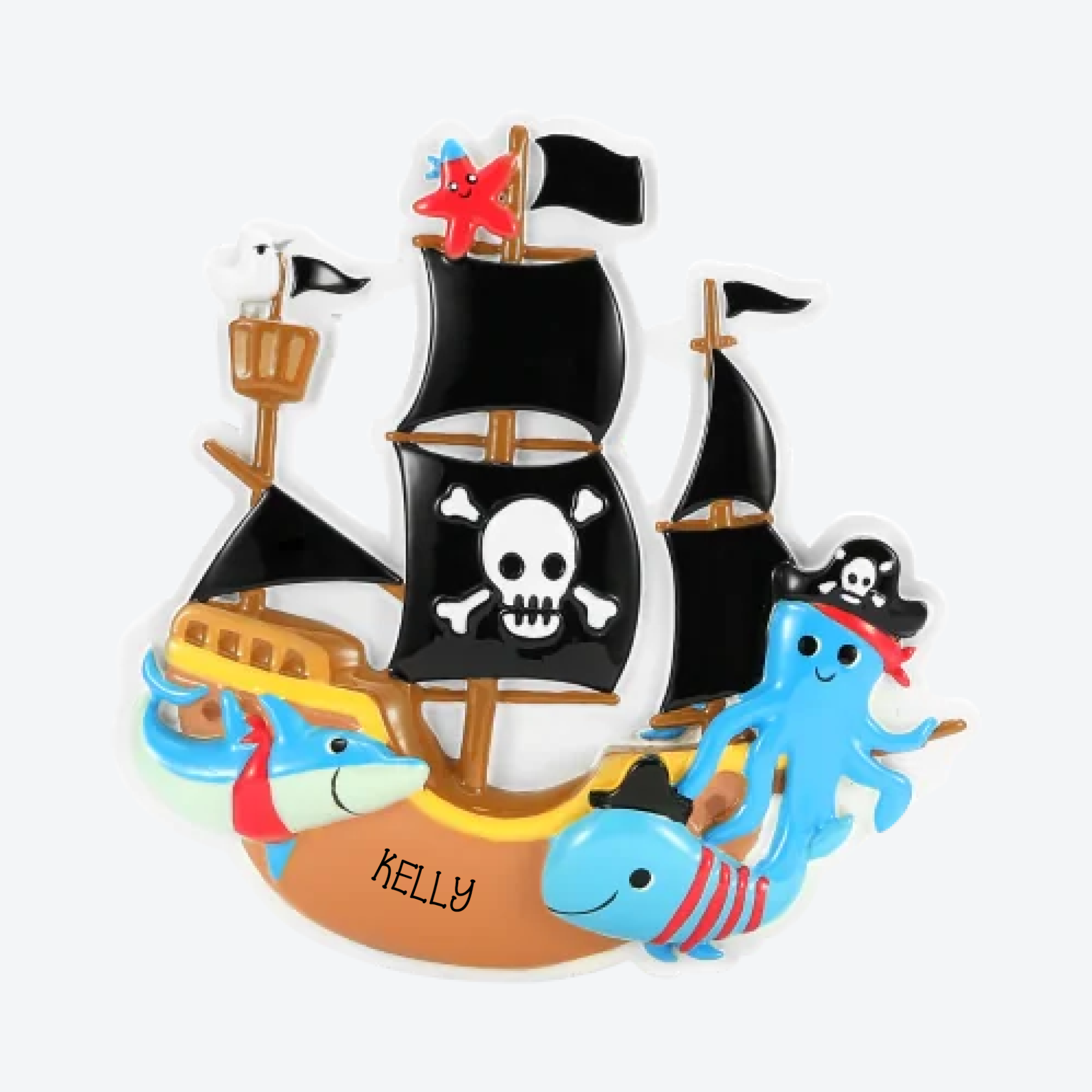 OT2500 - New Pirate Ship Personalized Christmas Ornament