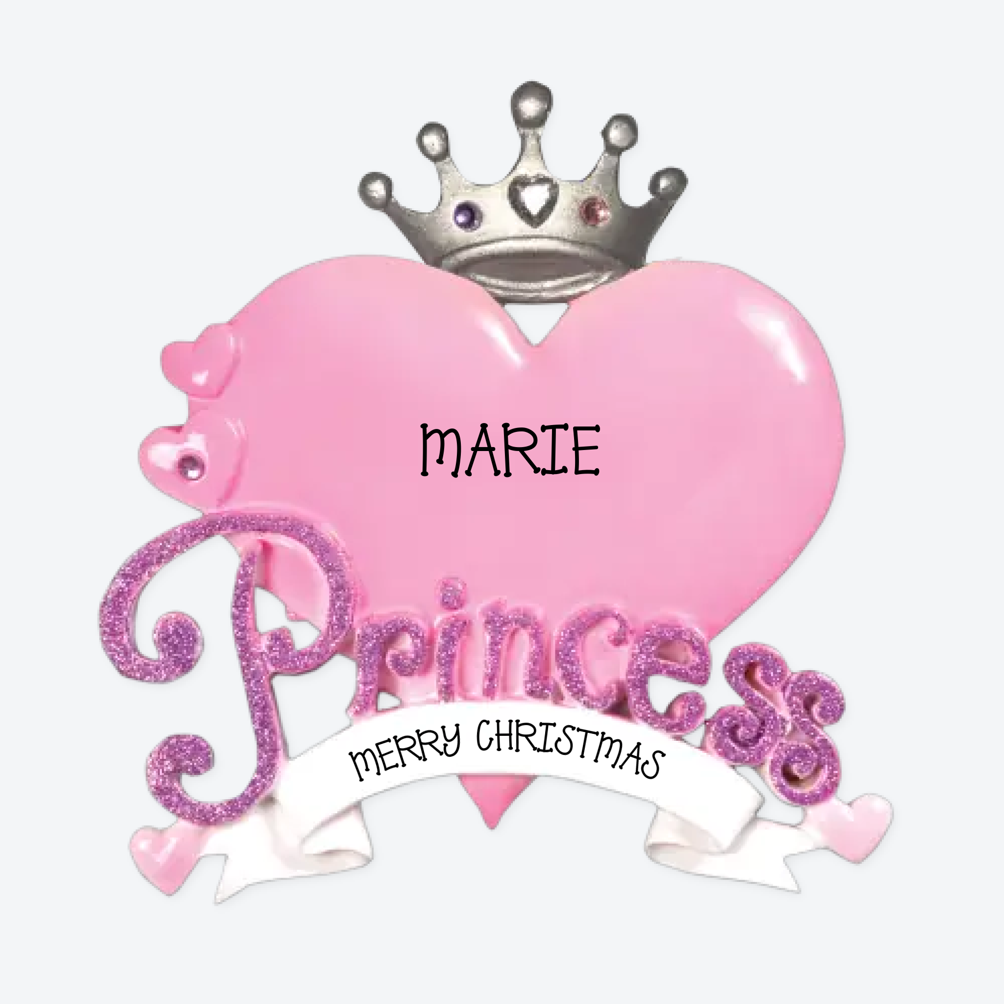 OT610 - Princess Heart Personalized Christmas Ornament