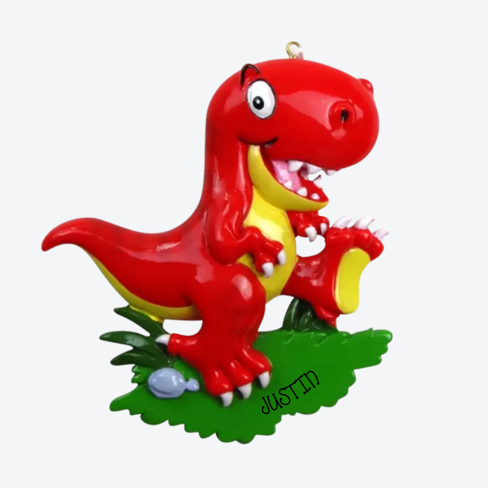 OT816-RED - T-Rex Dinosaur Personalized Christmas Ornament