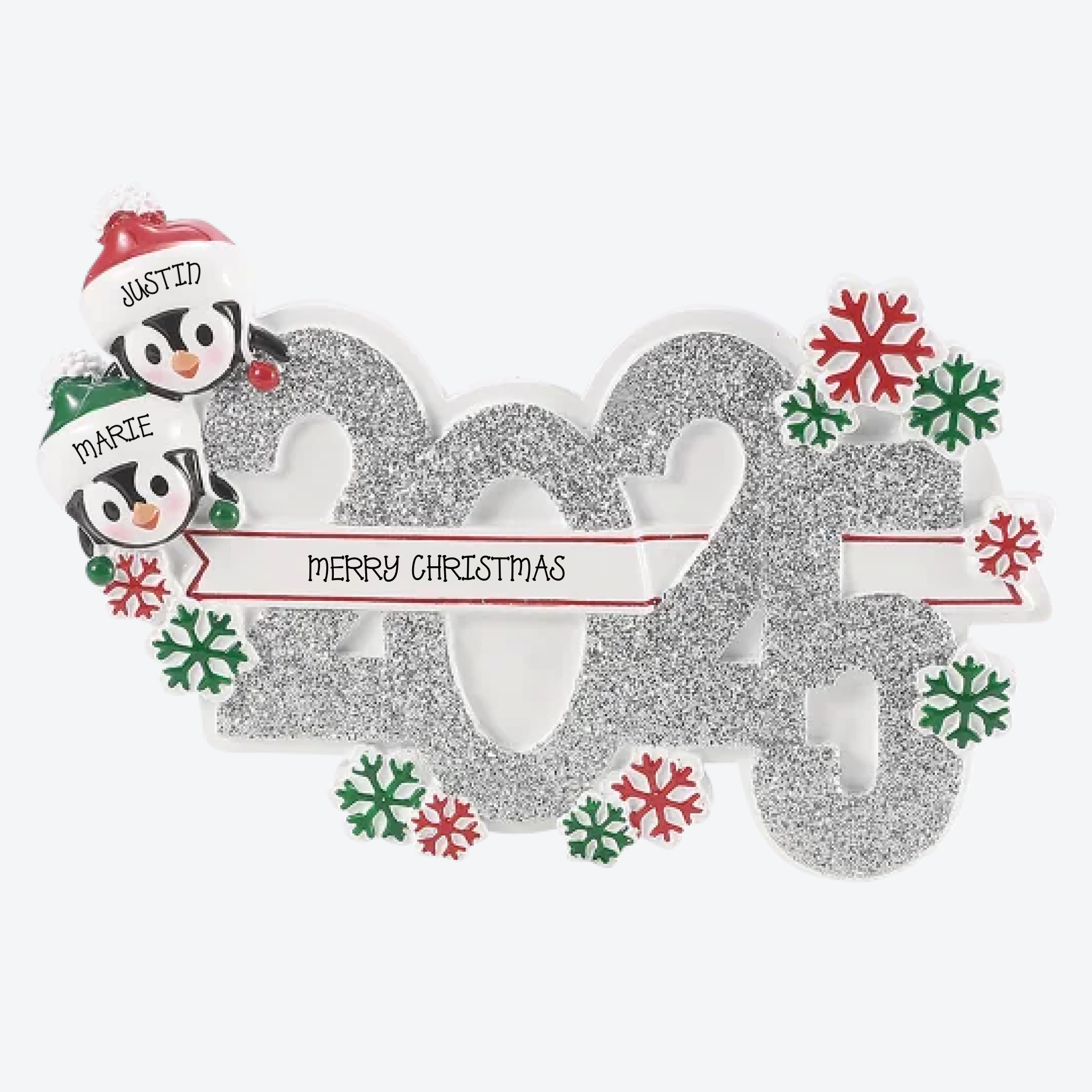 OT2350-2 - 2025 Family of 2 Personalized Christmas Ornament