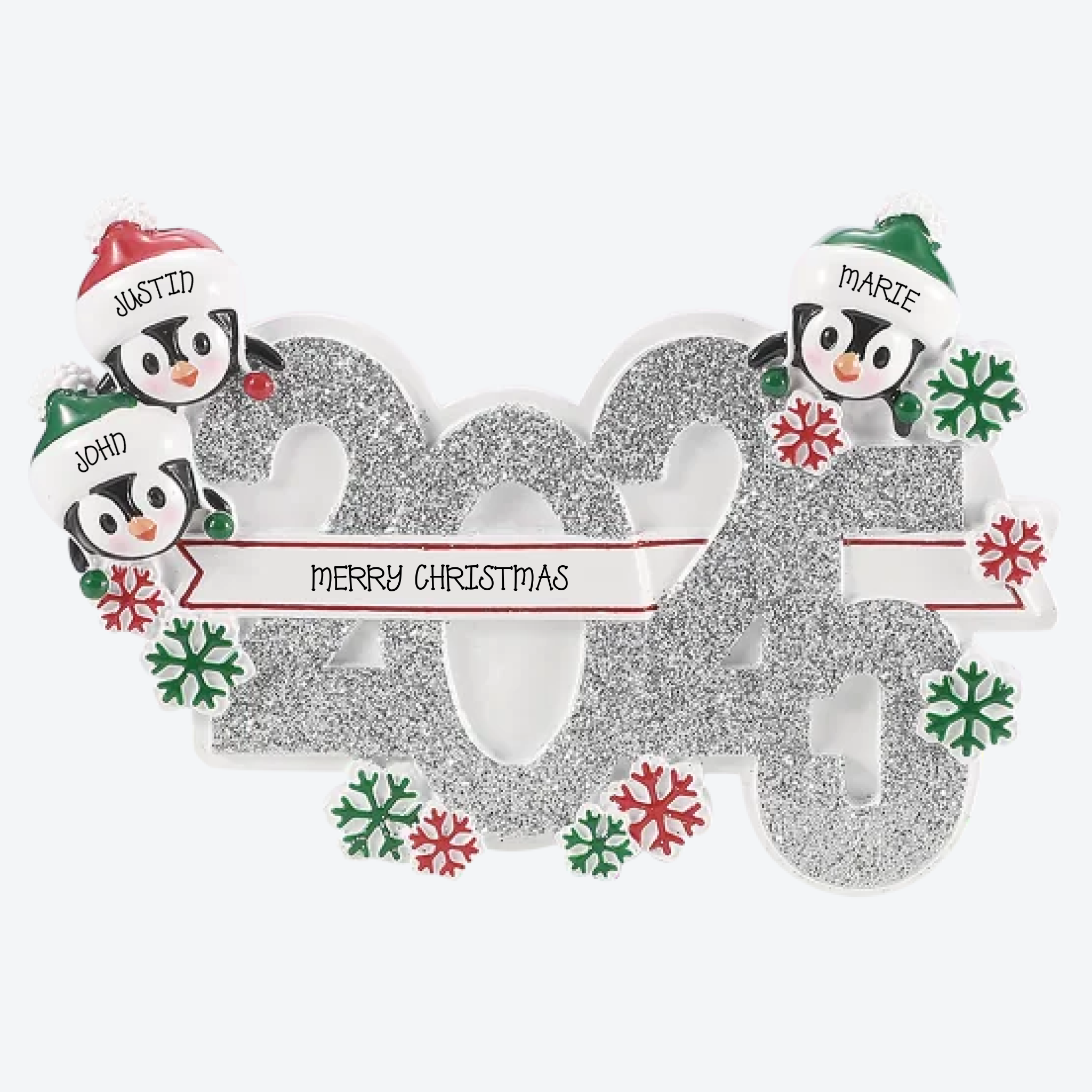 OT2350-3 - 2025 Family of 3 Personalized Christmas Ornament