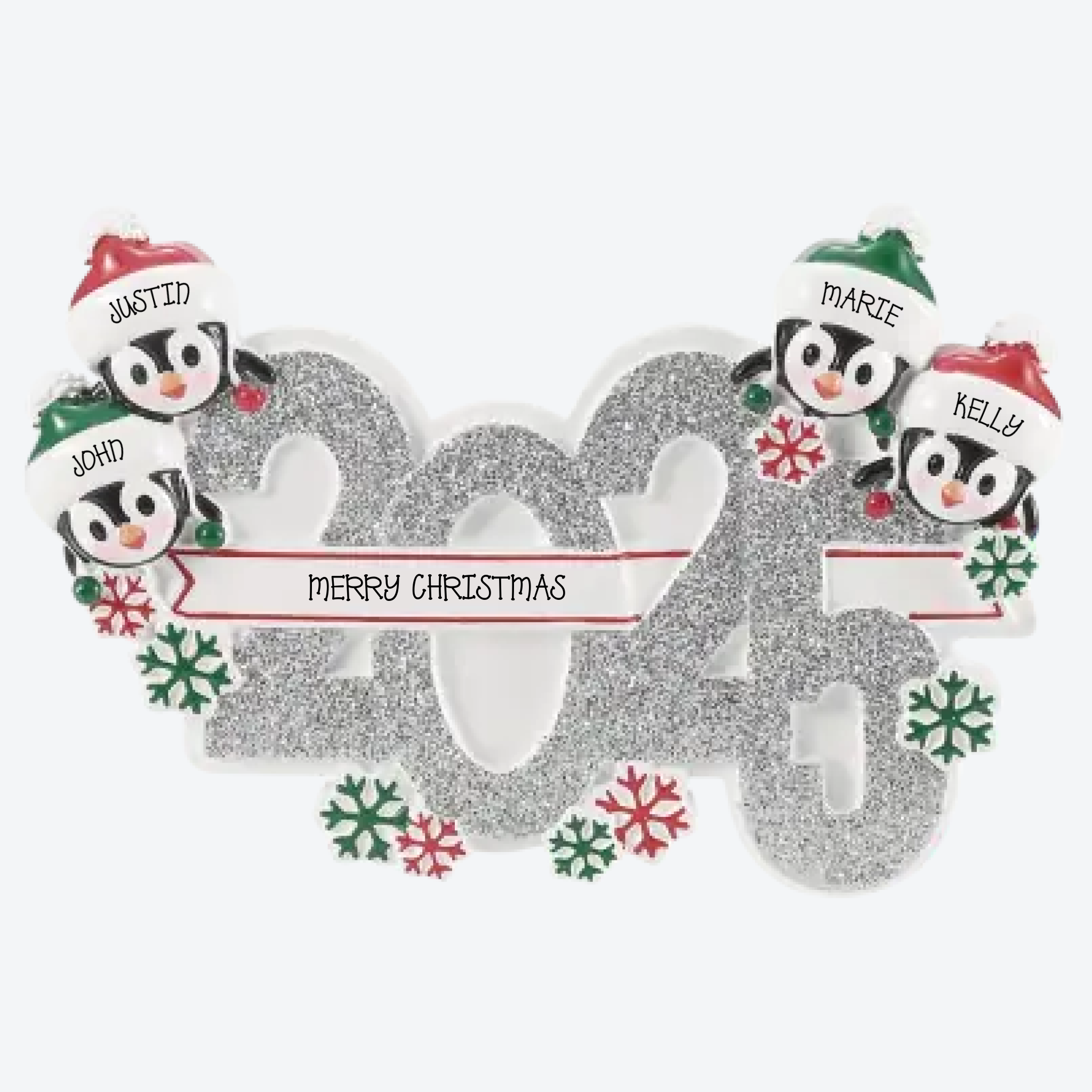 OT2350-4 - 2025 Family of 4 Personalized Christmas Ornament