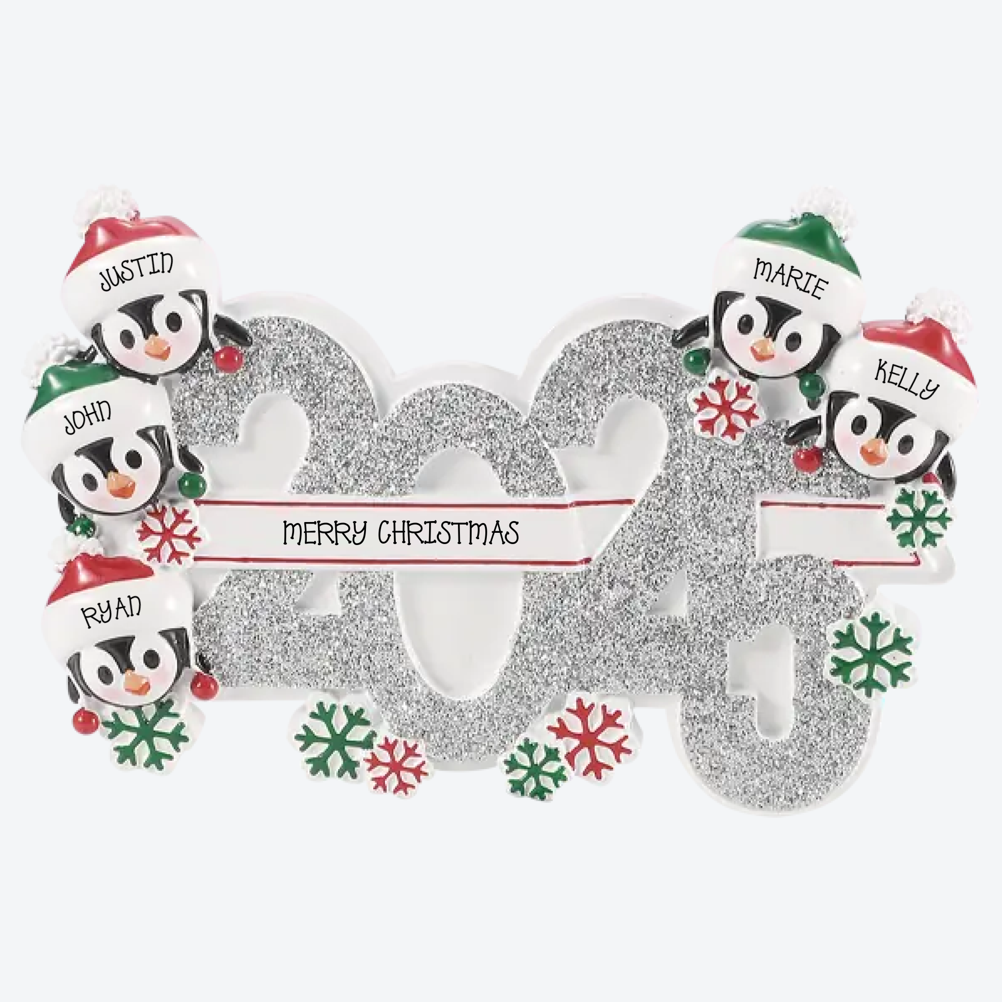 OT2350-5 - 2025 Family of 5 Personalized Christmas Ornament