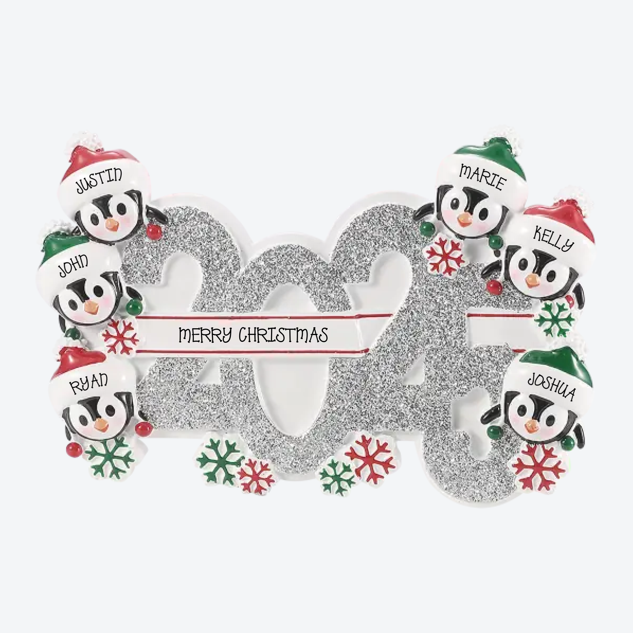 OT2350-6 - 2025 Family of 6 Personalized Christmas Ornament
