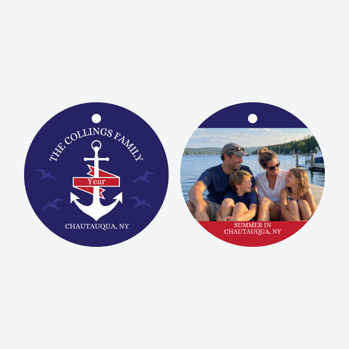 Personalized Nautical Vacation Photo Christmas Ornament