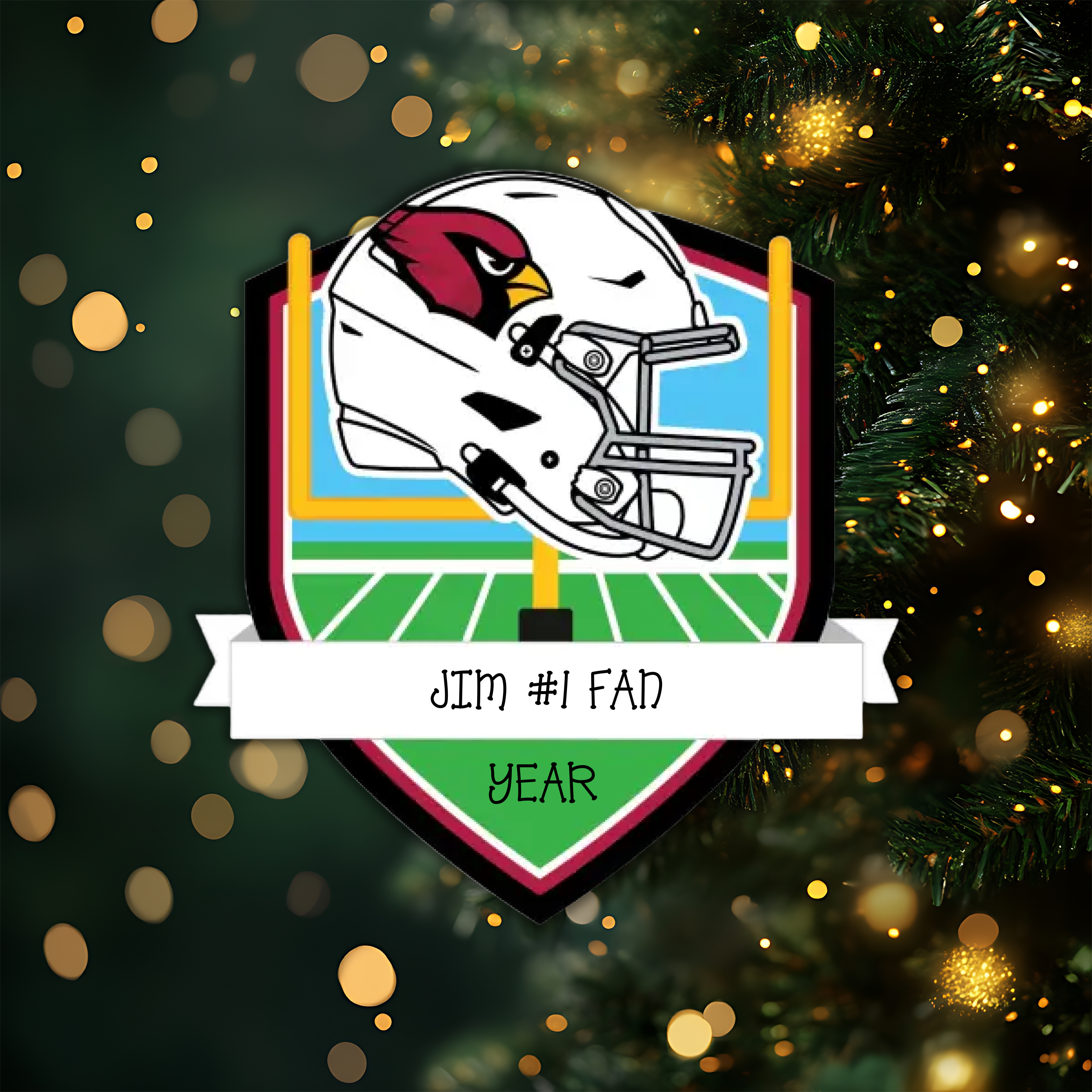 Arizona Cardinals Personalized Shield Ornament