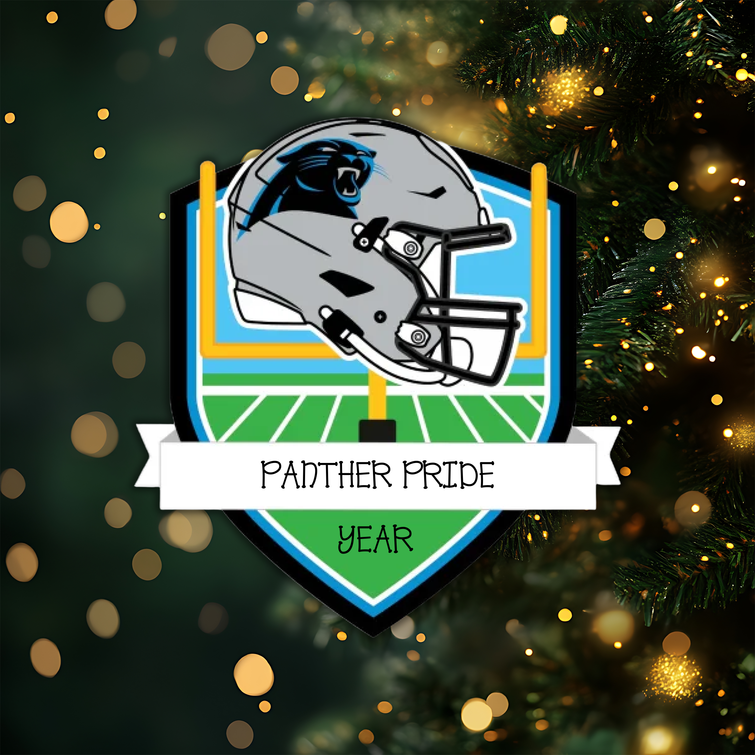Carolina Panthers Personalized Shield Ornament