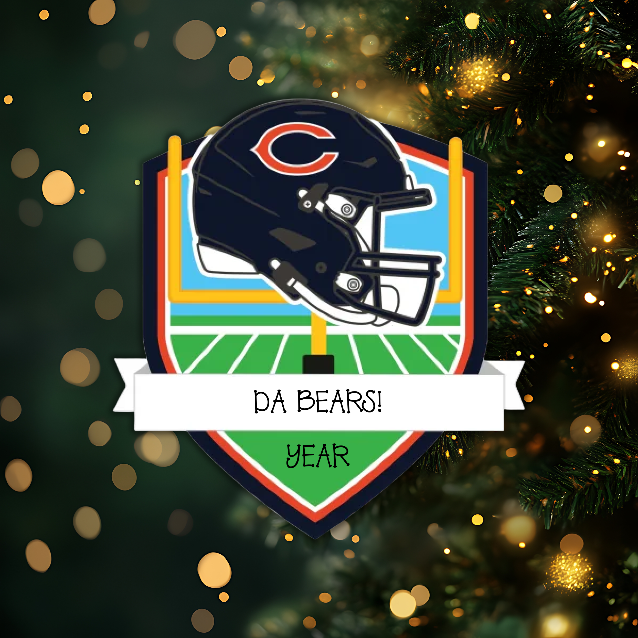 Chicago Bears Personalized Shield Ornament