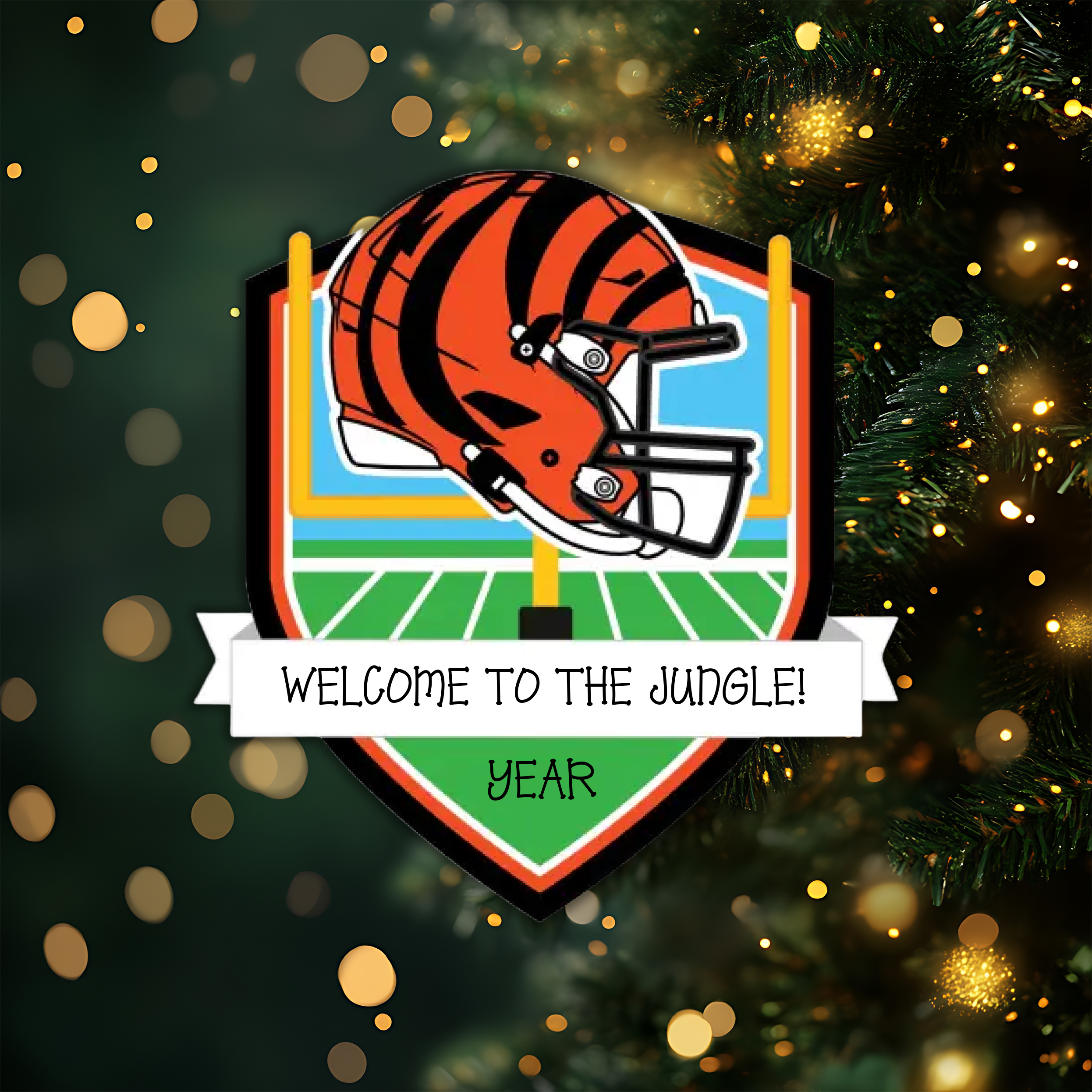 Cincinnati Bengals Personalized Shield Ornament