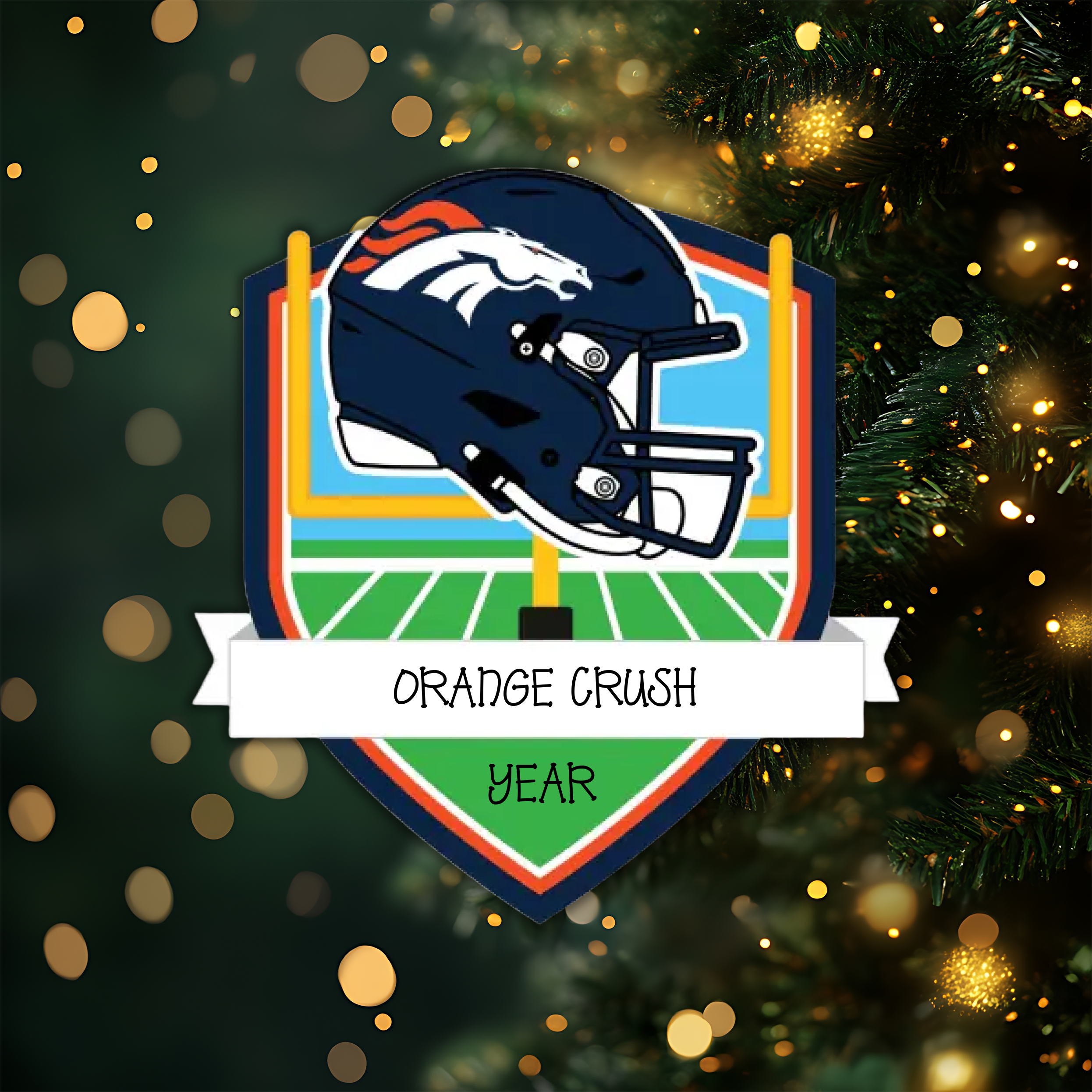 Denver Broncos Personalized Shield Ornament