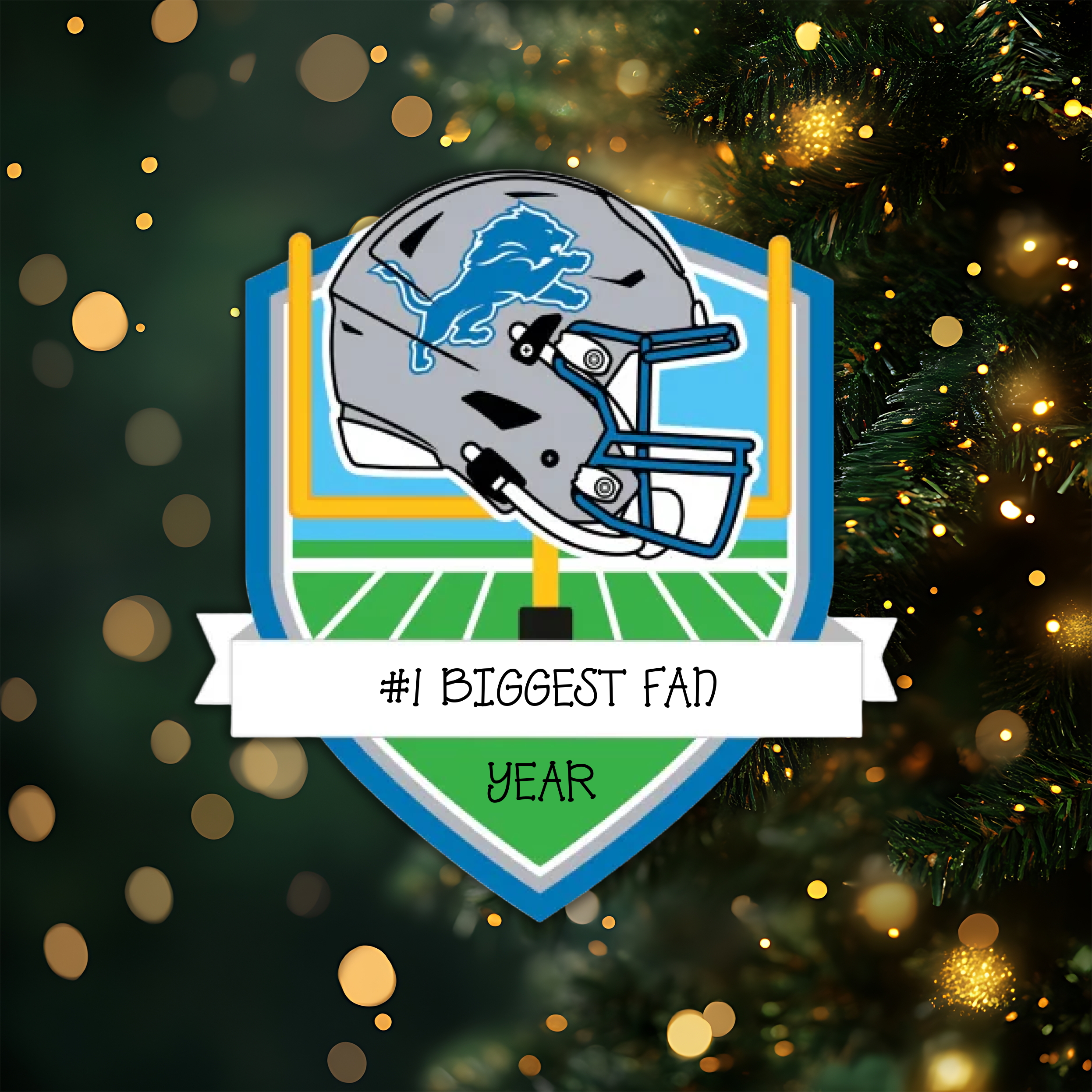 Detroit Lions Personalized Shield Ornament
