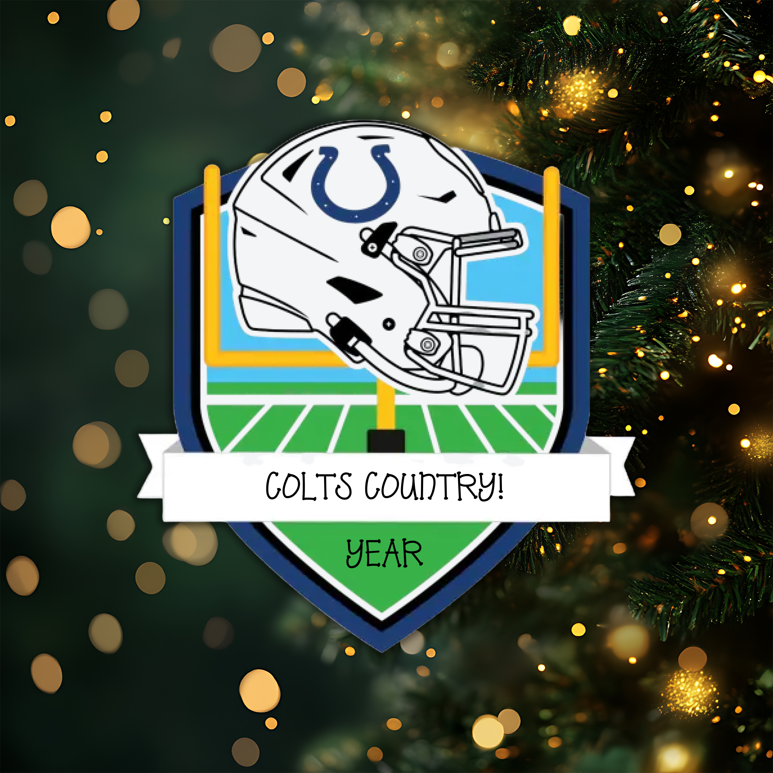Indianapolis Colts Personalized Shield Ornament