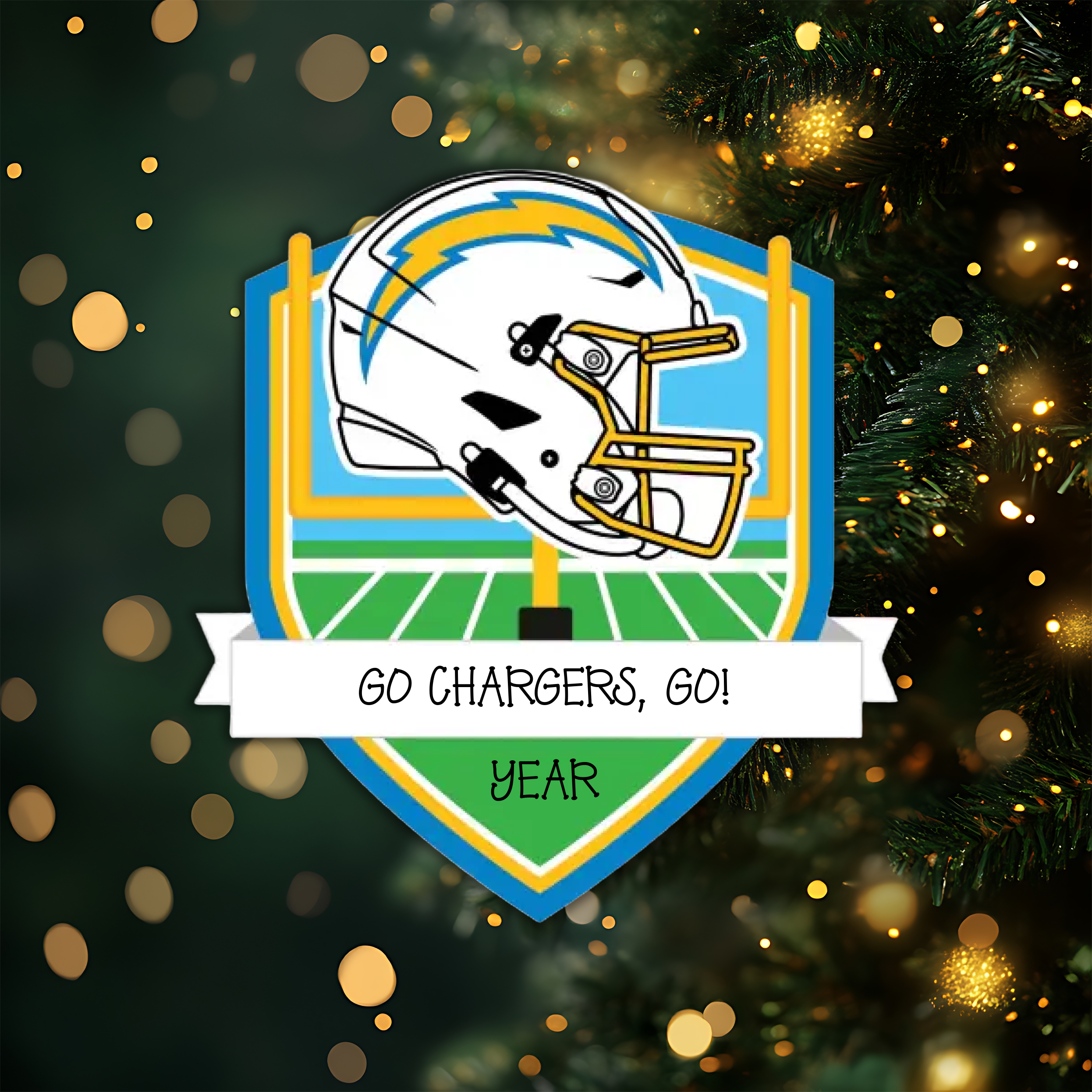 Los Angeles Chargers Personlaized Shield Ornament
