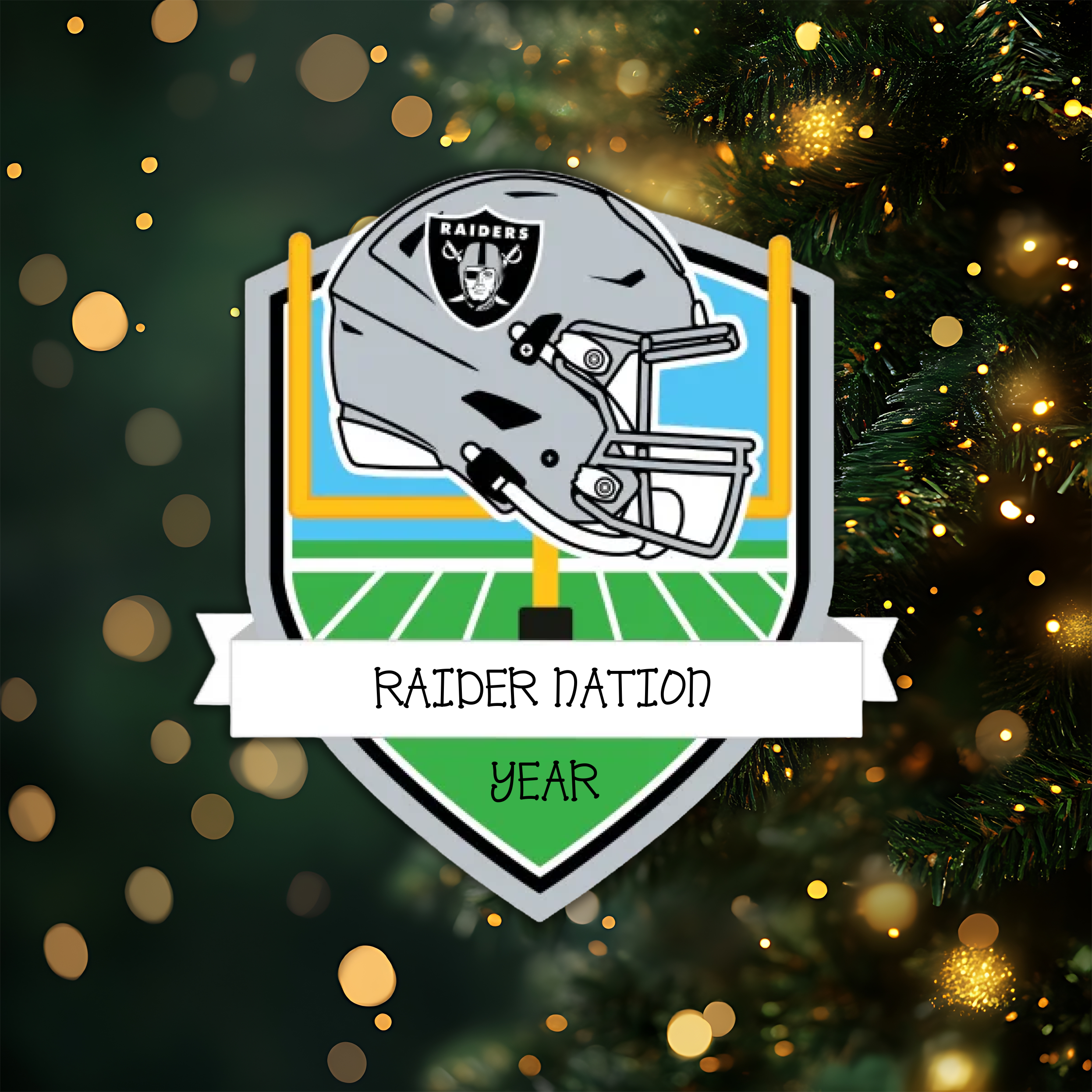 Las Vegas Raiders Personalized Shield Ornament