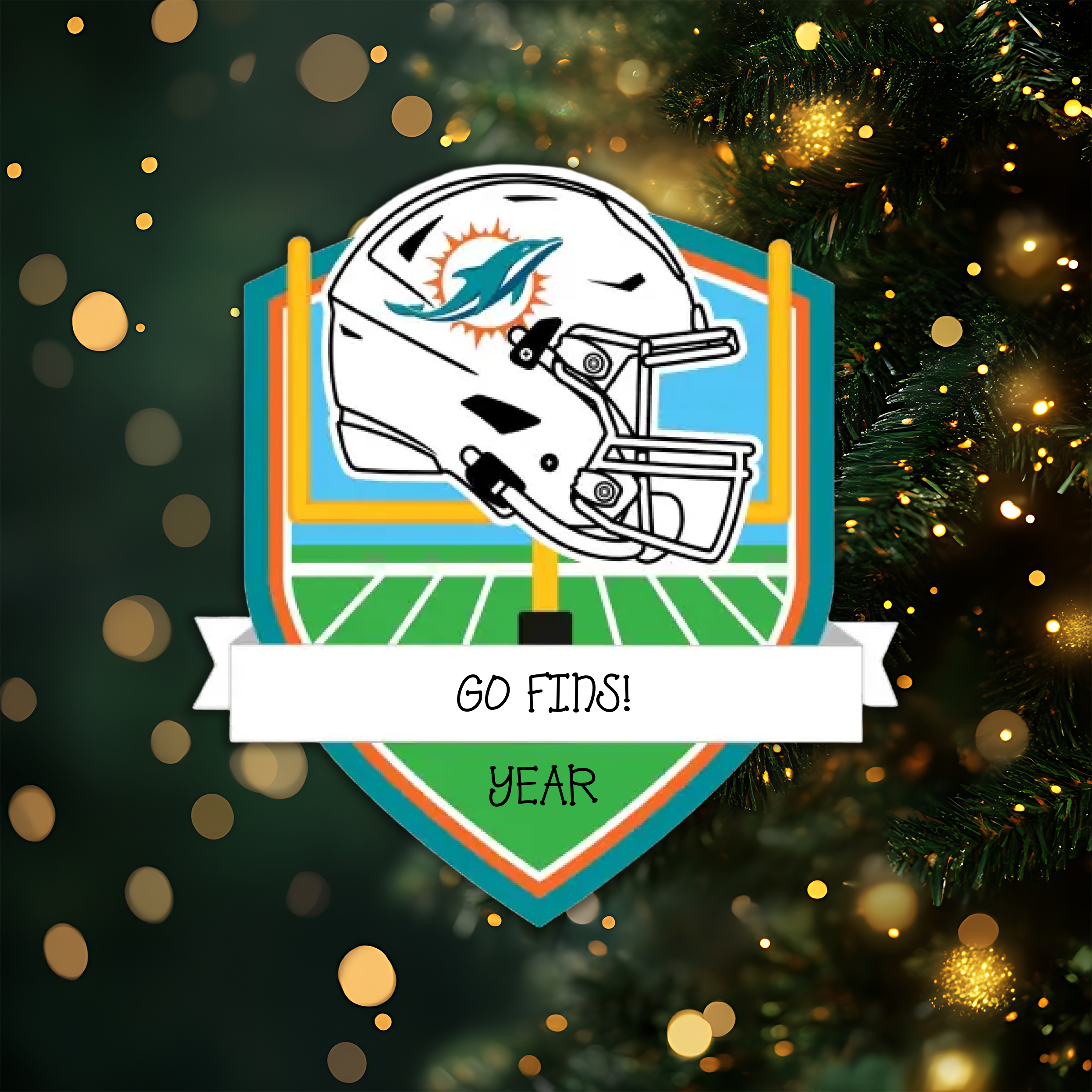Miami Dolphins Personalized Shield Ornament