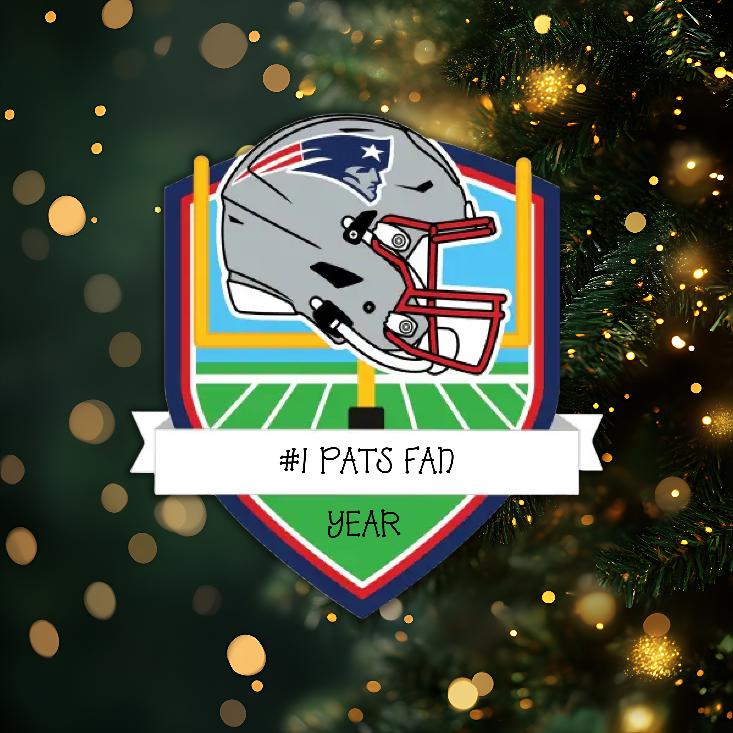 New England Patriots Personalized Shield Ornament