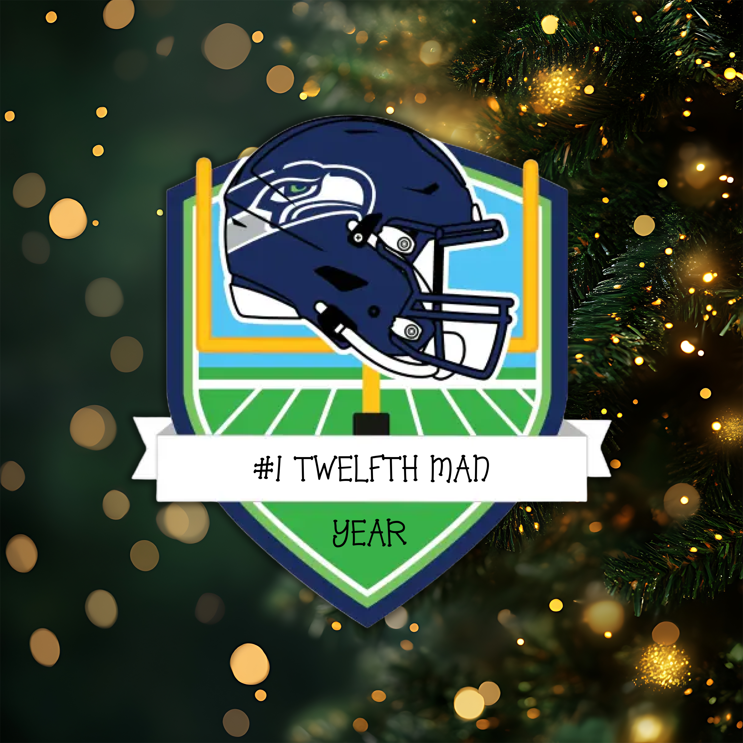 Seattle Seahawks Personalized Shield Ornament
