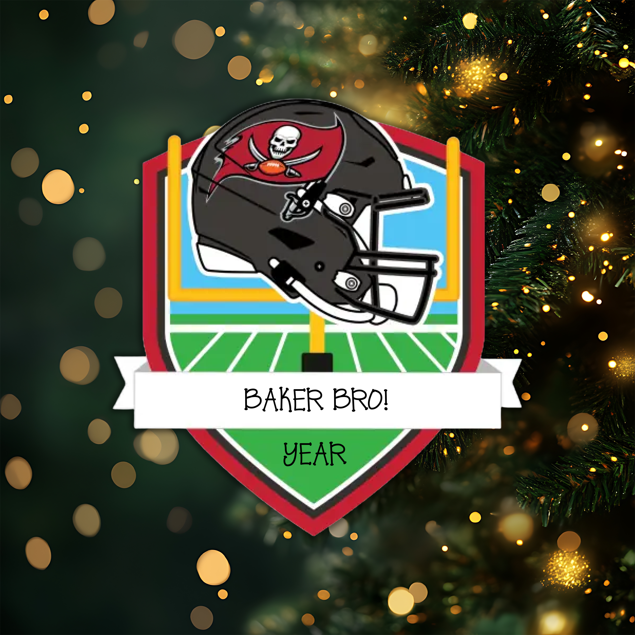 Tampa Bay Buccaneers Personalized Shield Ornament