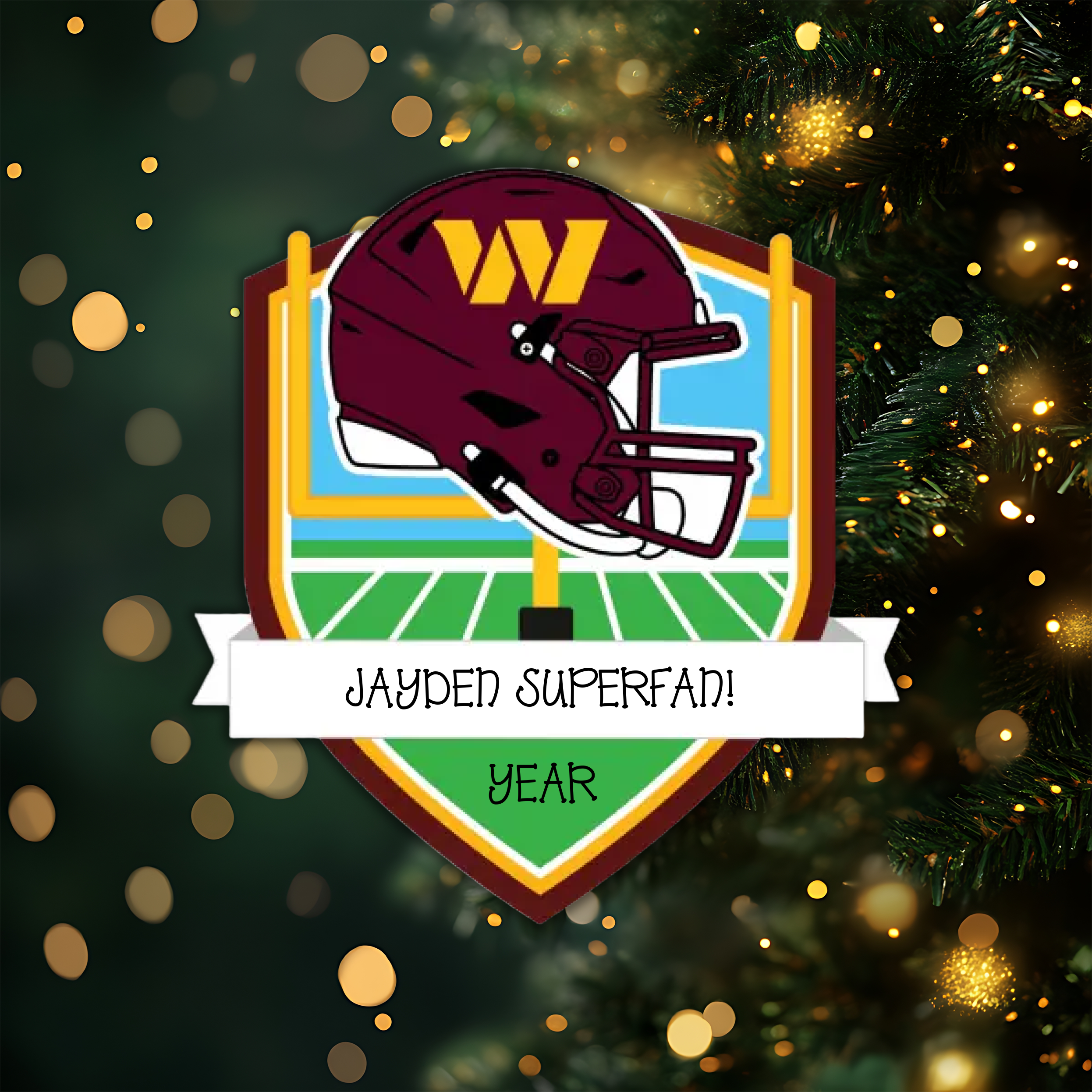 Washington Commanders Personalized Shield Ornament