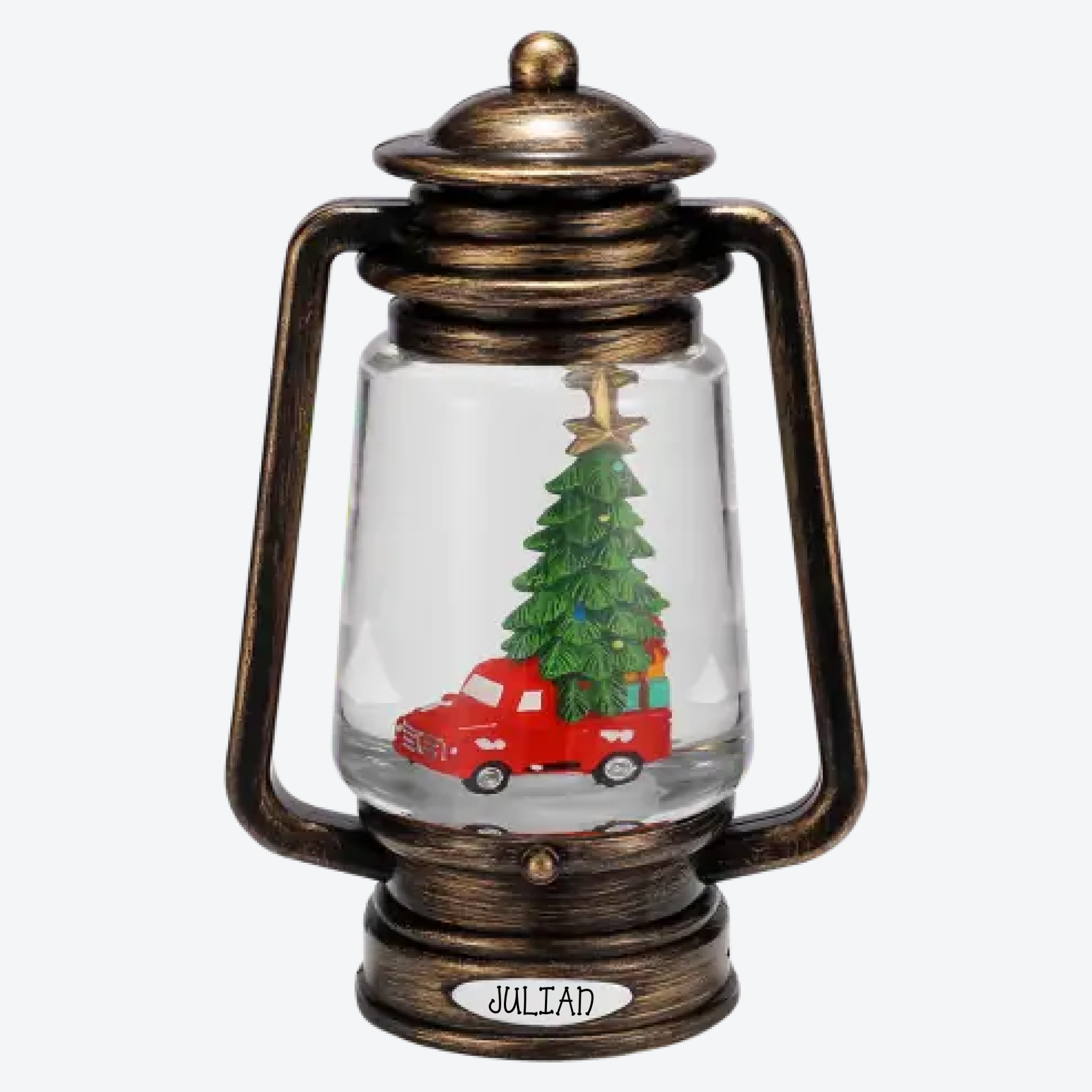 OGT0001-SNOW GLOBE ORNAMENT- SNOWMAN FAMILY IN TREE SHAPE SNOW GLOBE