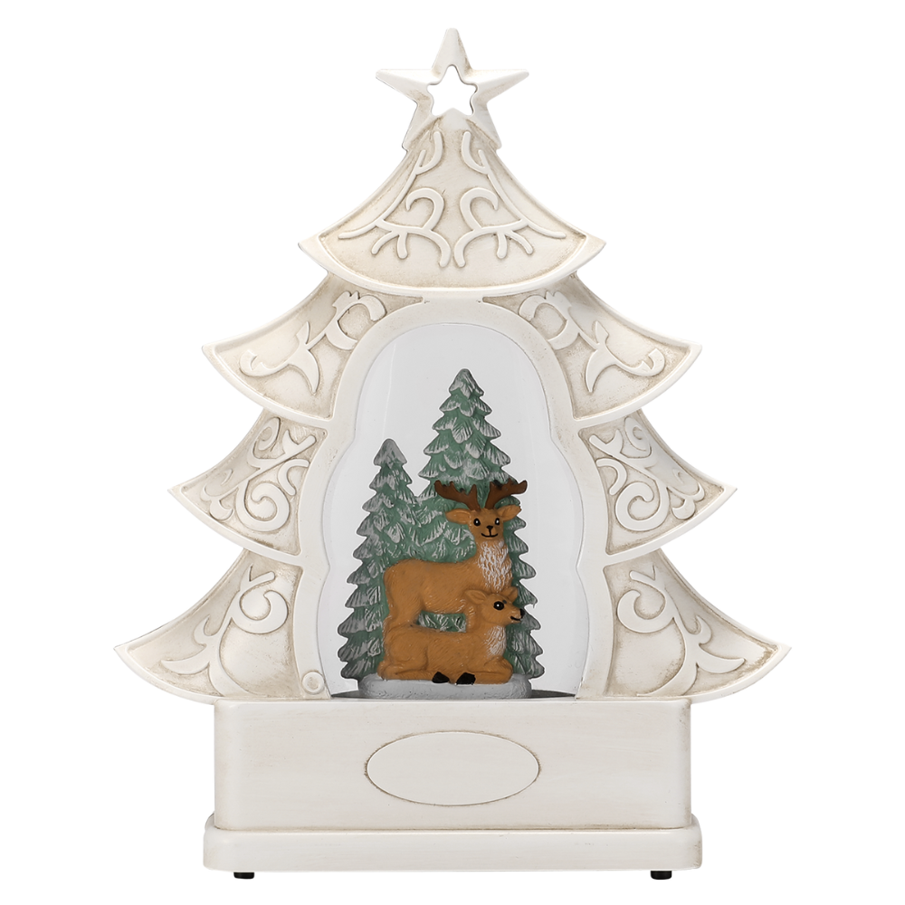 OGT0002-SNOW GLOBE ORNAMENT- GNOME & CHRISTMAS TREE IN TREE SHAPE SNOW GLOBE