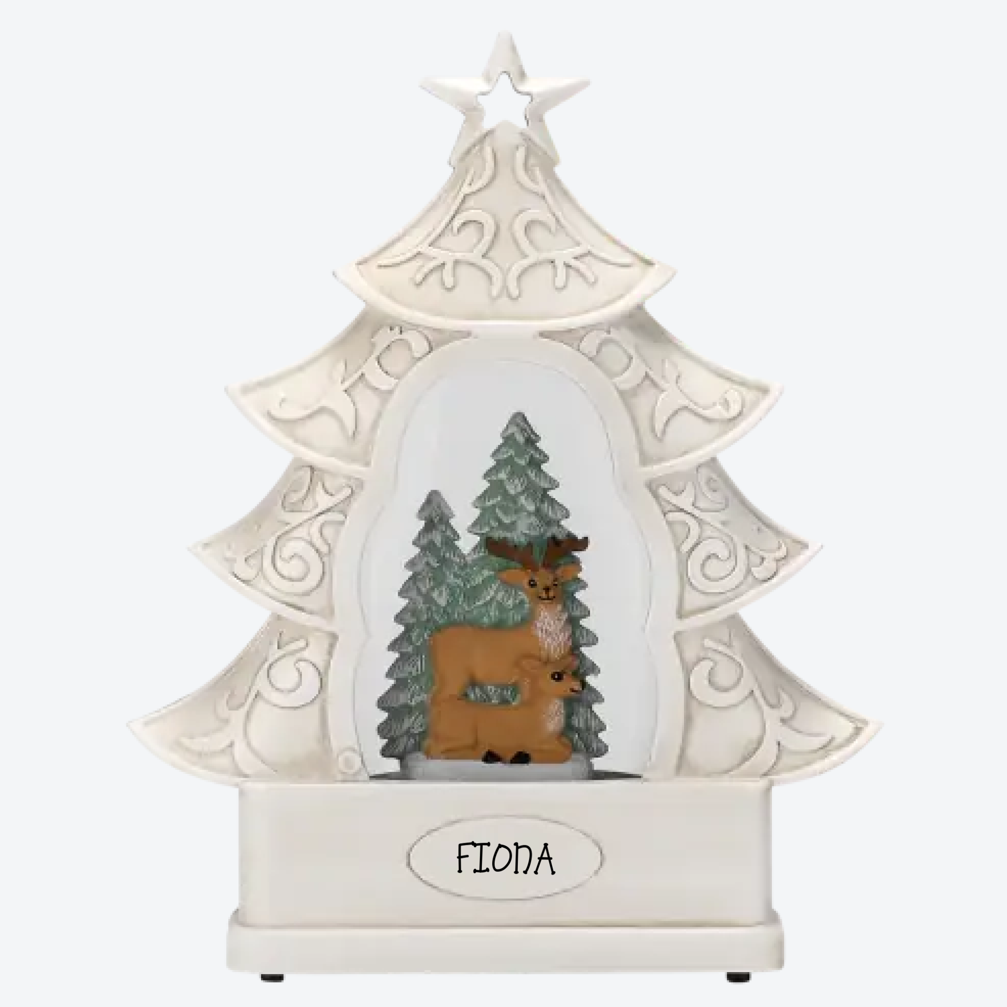 OGT0002-SNOW GLOBE ORNAMENT- GNOME & CHRISTMAS TREE IN TREE SHAPE SNOW GLOBE