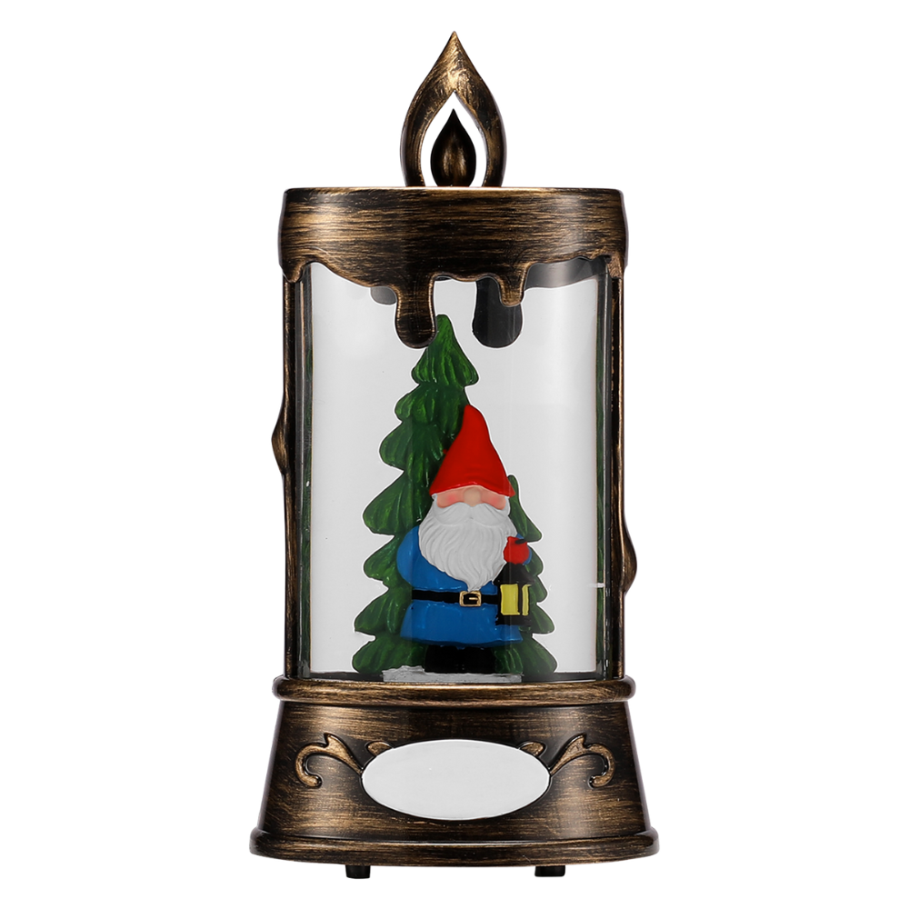OGT0003-SNOW GLOBE ORNAMENT- GNOME & CHRISTMAS TREE IN CANDLE SHAPE SNOW GLOBE