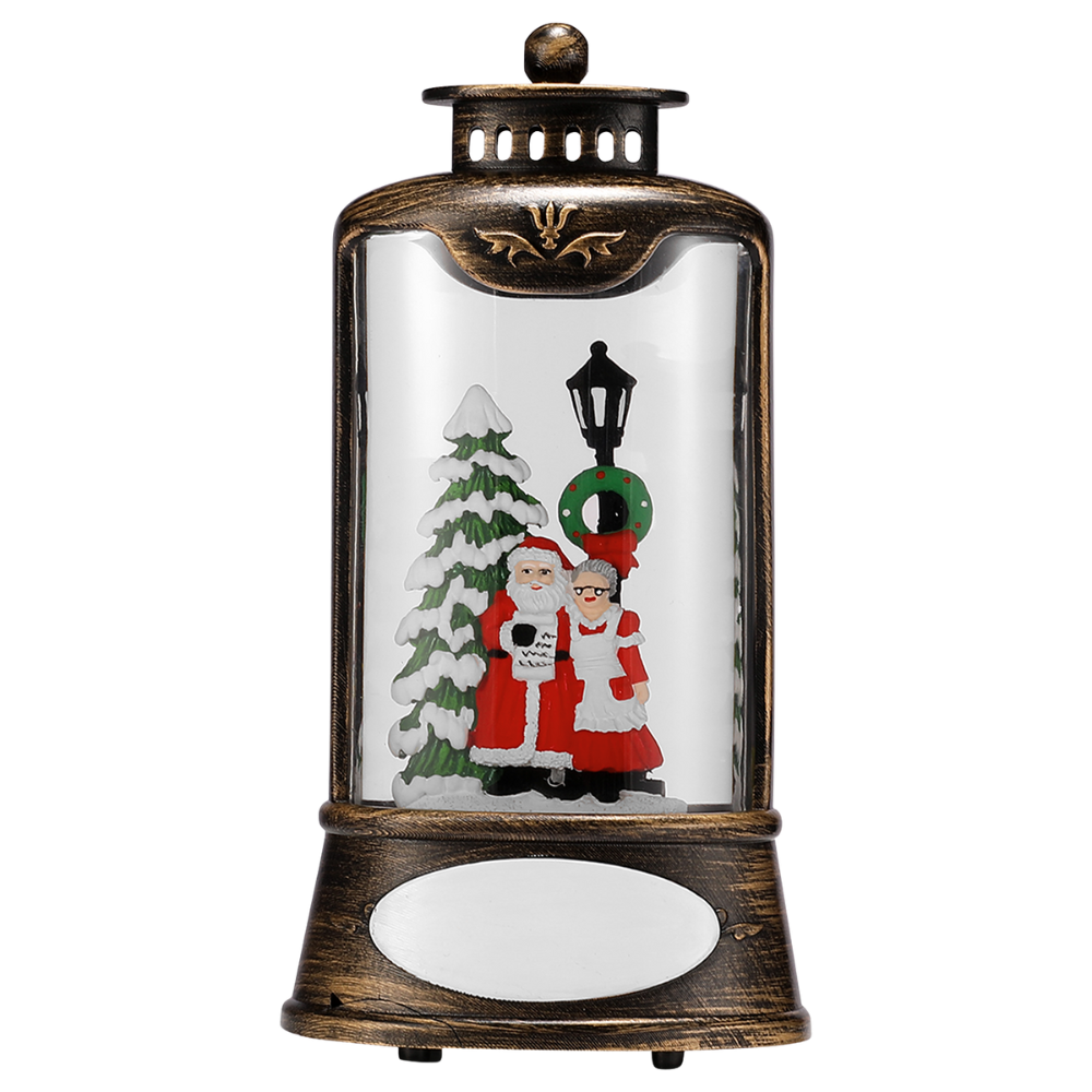 OGT0004-SNOW GLOBE ORNAMENT- MR. & MRS. CLAUSE IN LANTERN SHAPE SNOW GLOBE