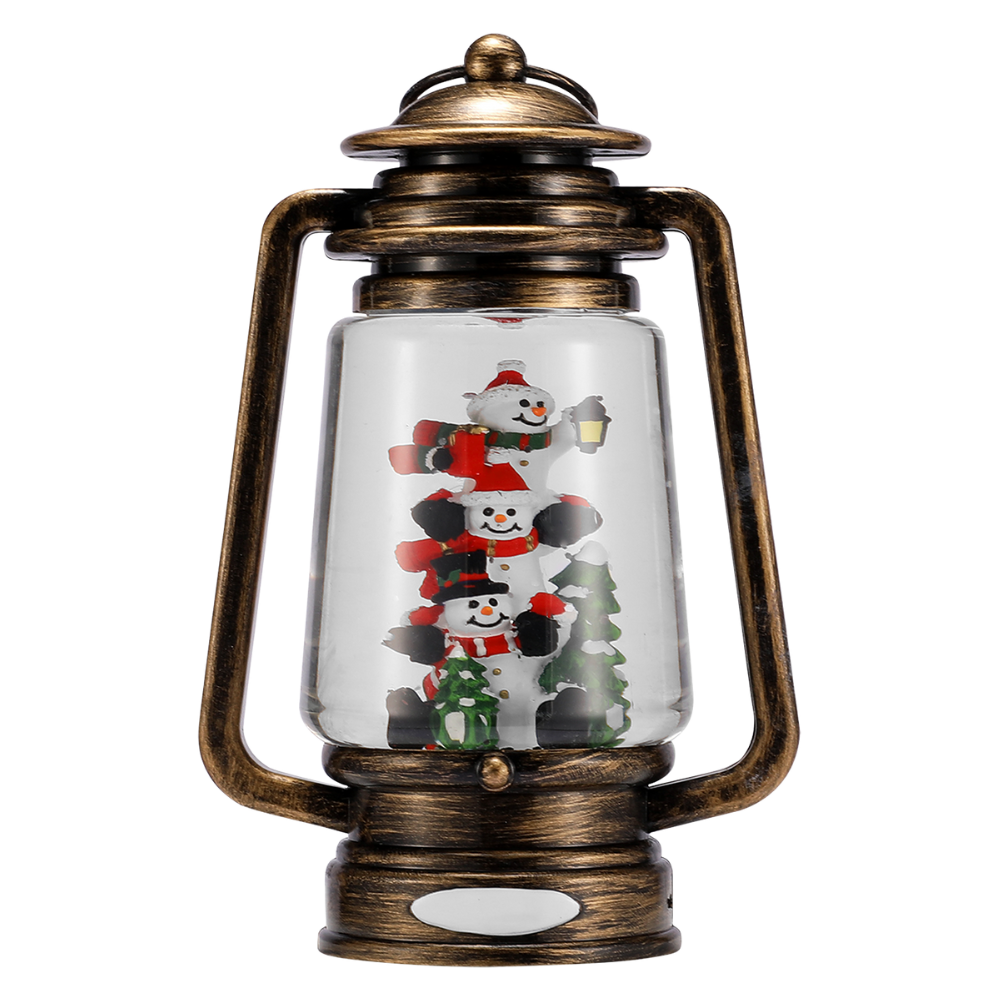 OGT0006-SNOW GLOBE ORNAMENT- SNOWMEN IN LANTERN W/HANDLES SHAPE SNOW GLOBE