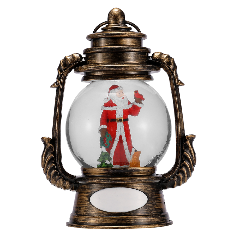 OGT0008-SNOW GLOBE ORNAMENT- SANTA IN ROUND GLOBE LANTERN SHAPE SNOW GLOBE