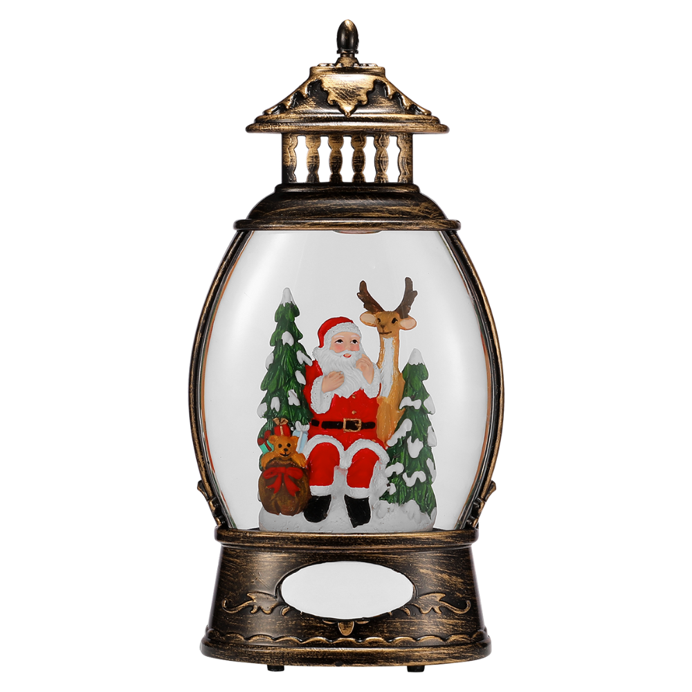 OGT0010-SNOW GLOBE ORNAMENT- SANTA IN EGG BLOBE IN LANTERN SHAPE SNOW GLOBE