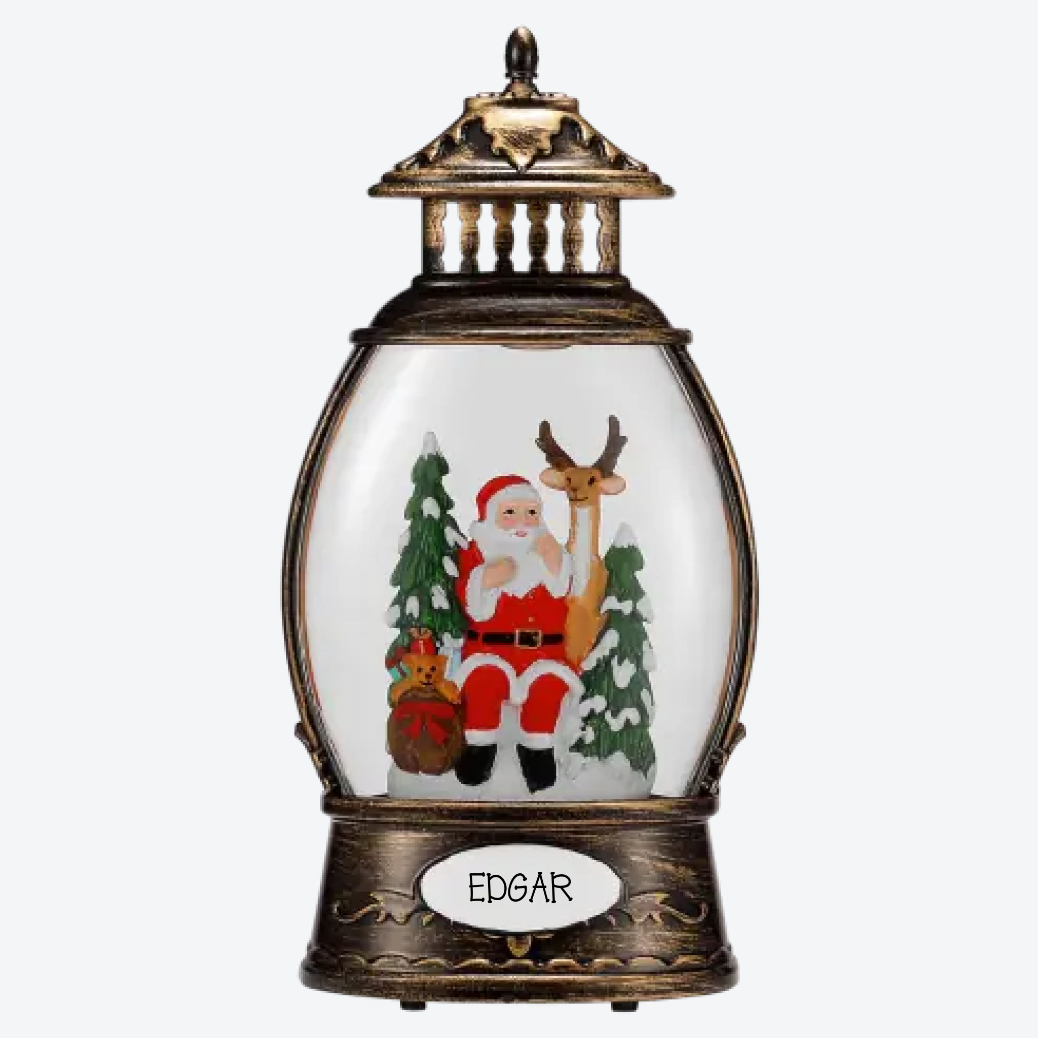 OGT0010-SNOW GLOBE ORNAMENT- SANTA IN EGG BLOBE IN LANTERN SHAPE SNOW GLOBE