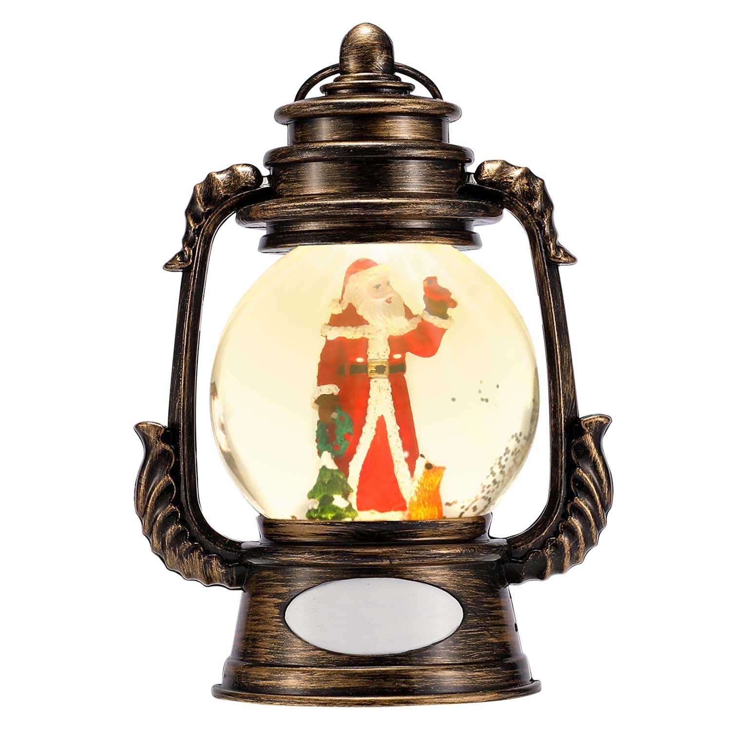 Santa in Lantern Snow Globe Ornament