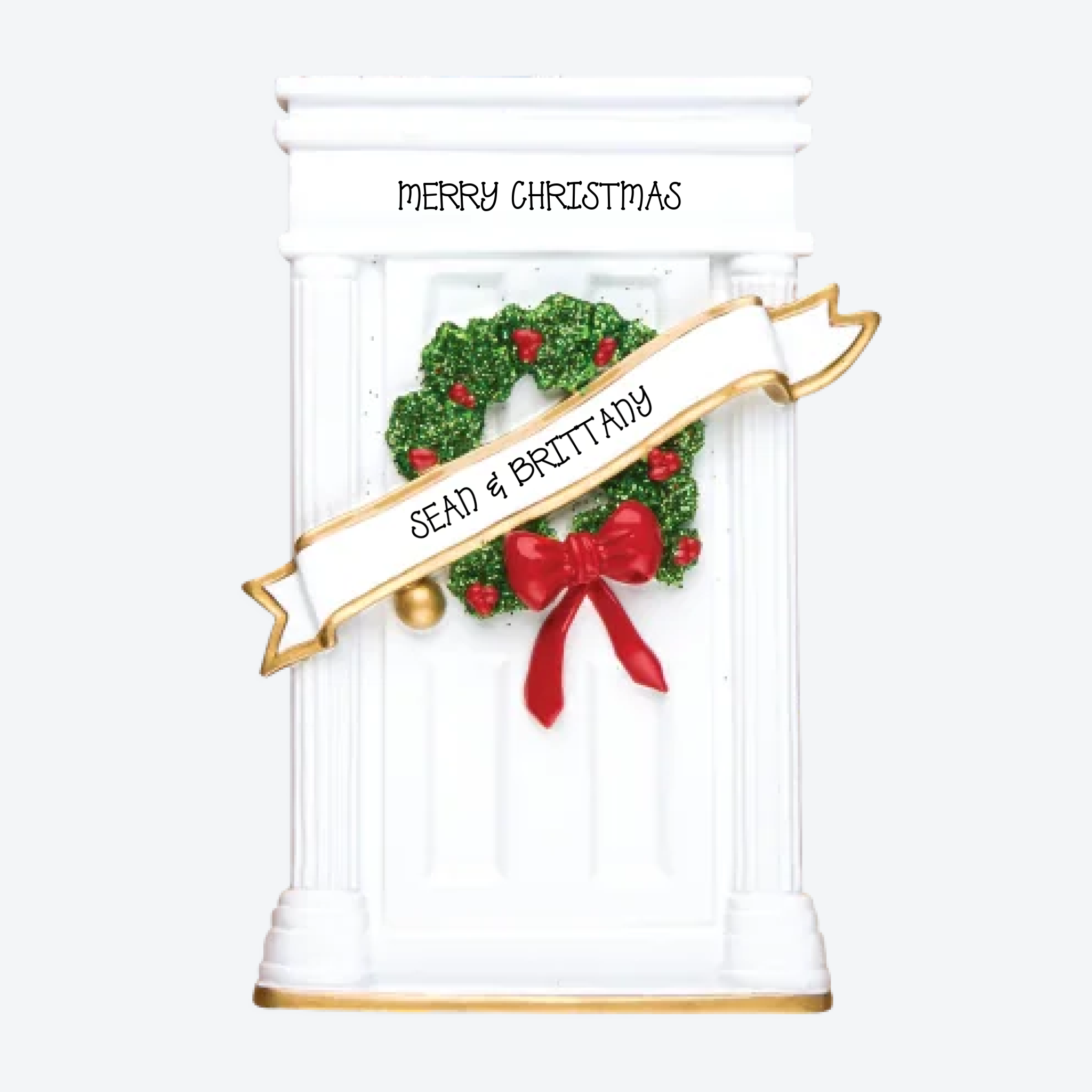 OT023 - Door with Wreath Personalized Christmas Ornament