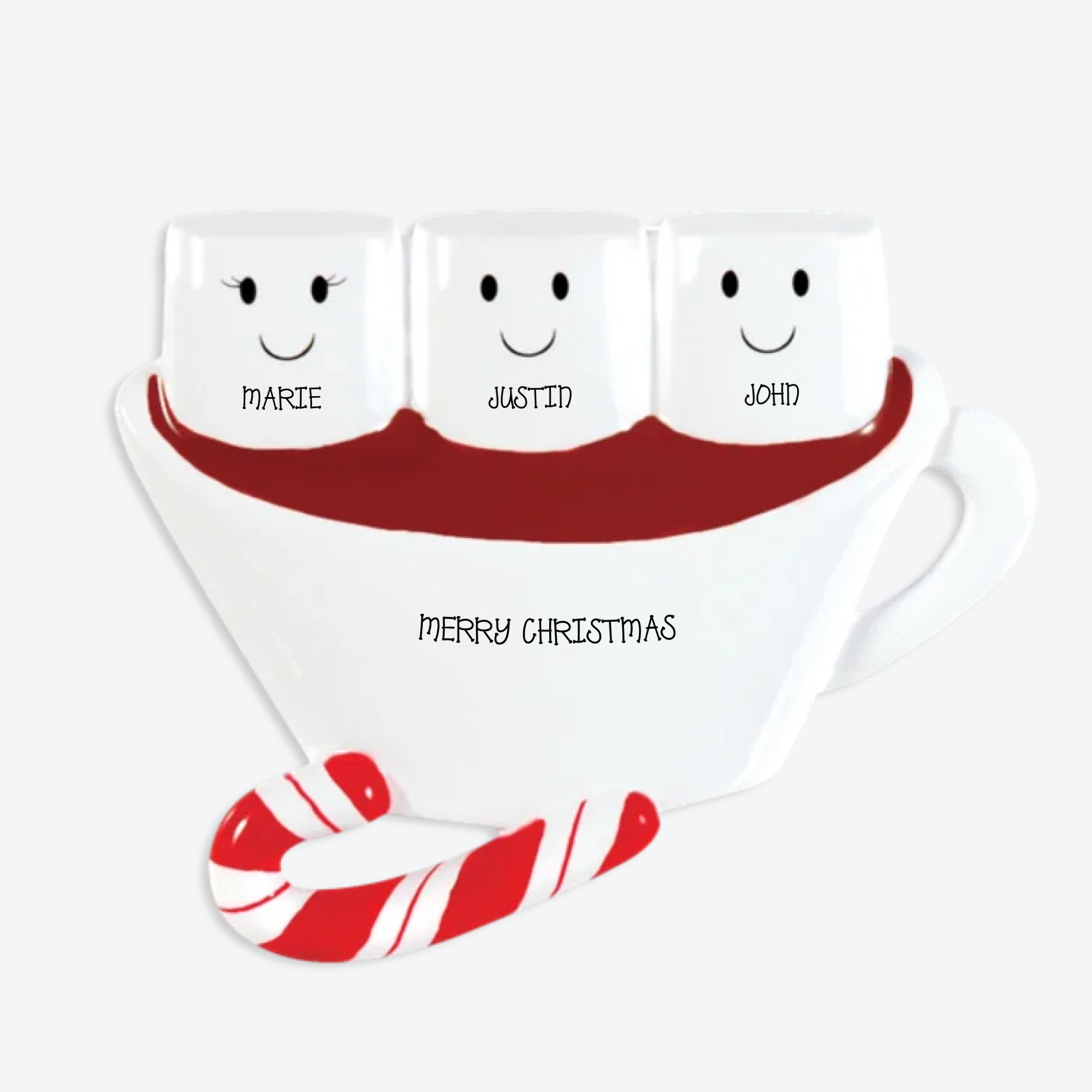 OT1213-3 - Hot Chocolate Family With 1 Kid Personalized Christmas Ornament