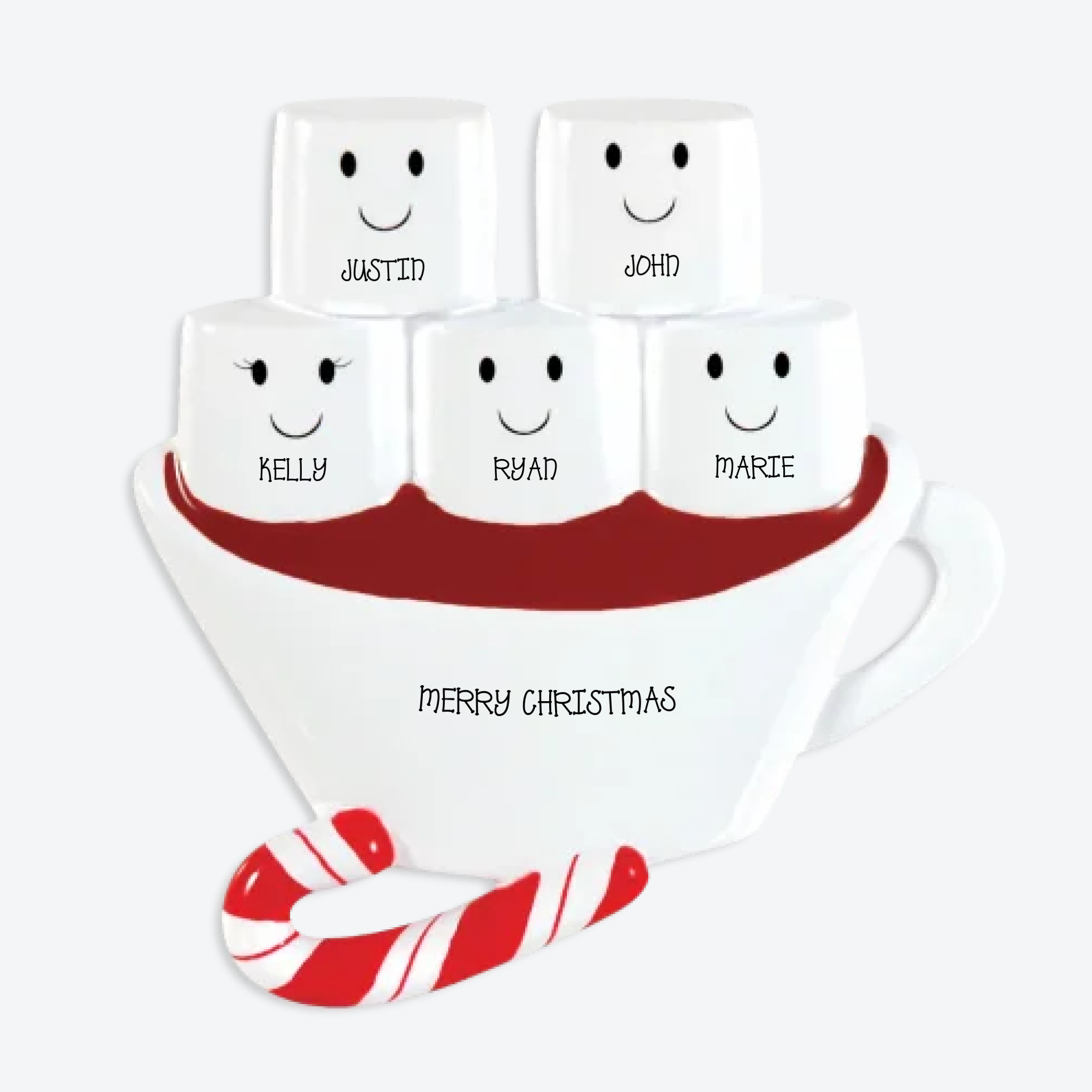 OT1213-5 - Hot Chocolate Family With 3 Kids Personalized Christmas Ornament
