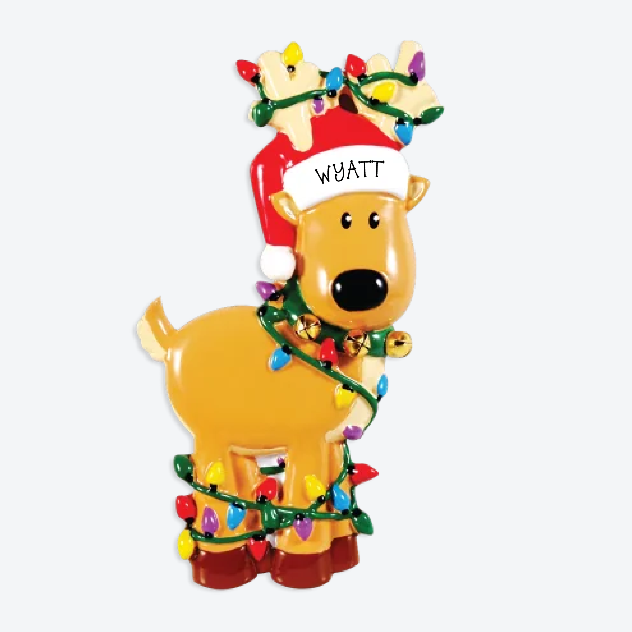 OT1370 - Deer Tangled In Lights Personalized Christmas Ornament