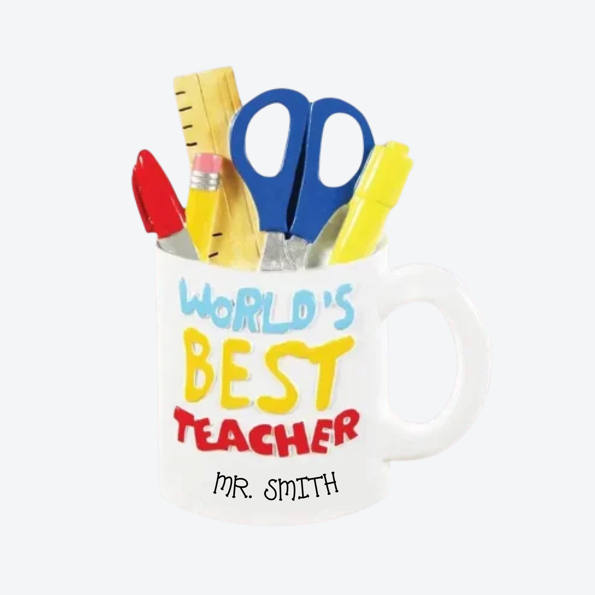 OT1390 - Best Teacher Mug Personalized Christmas Ornament